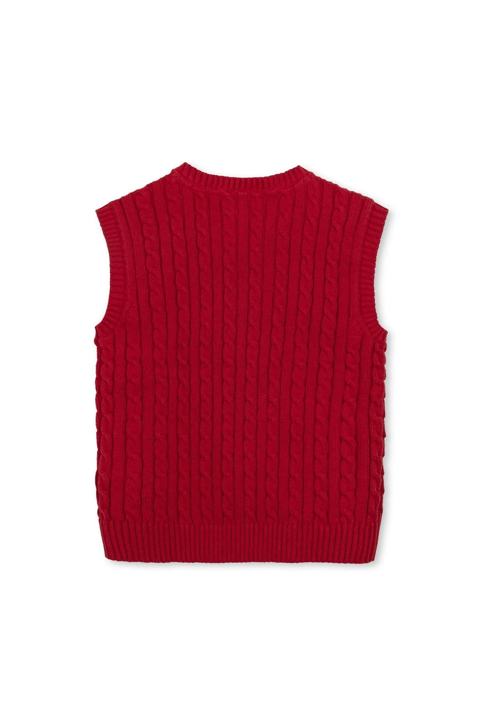 Hope & Henry Organic Cotton Cable Sweater Vest for Boys, Red, Sizes 4T-18 - Image 4