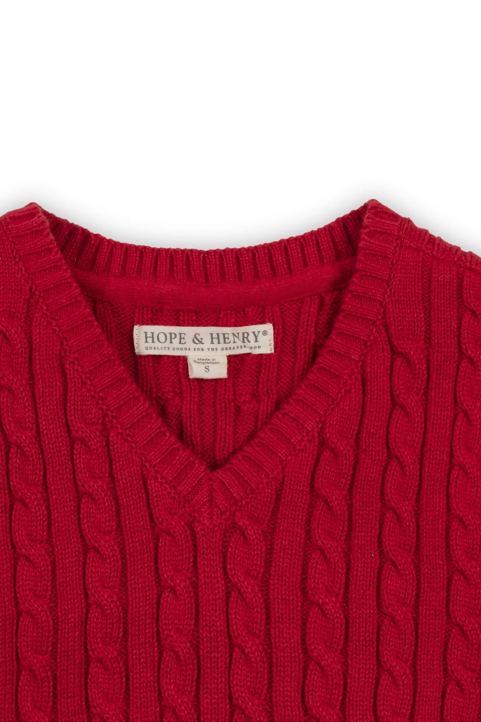 Hope & Henry Red Organic Cotton Cable Knit Sweater Vest for Boys, Sizes 2T-18 - Image 3