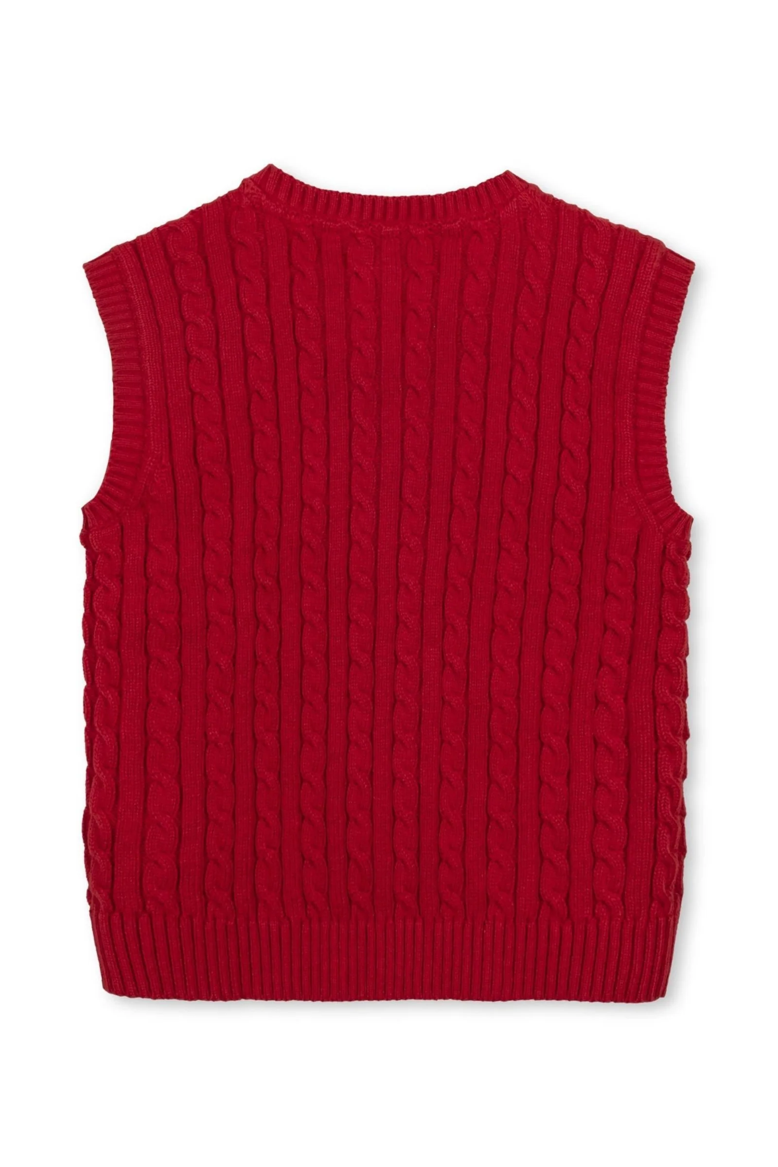 Hope & Henry Red Organic Cotton Cable Knit Sweater Vest for Boys, Sizes 2T-18 - Image 4