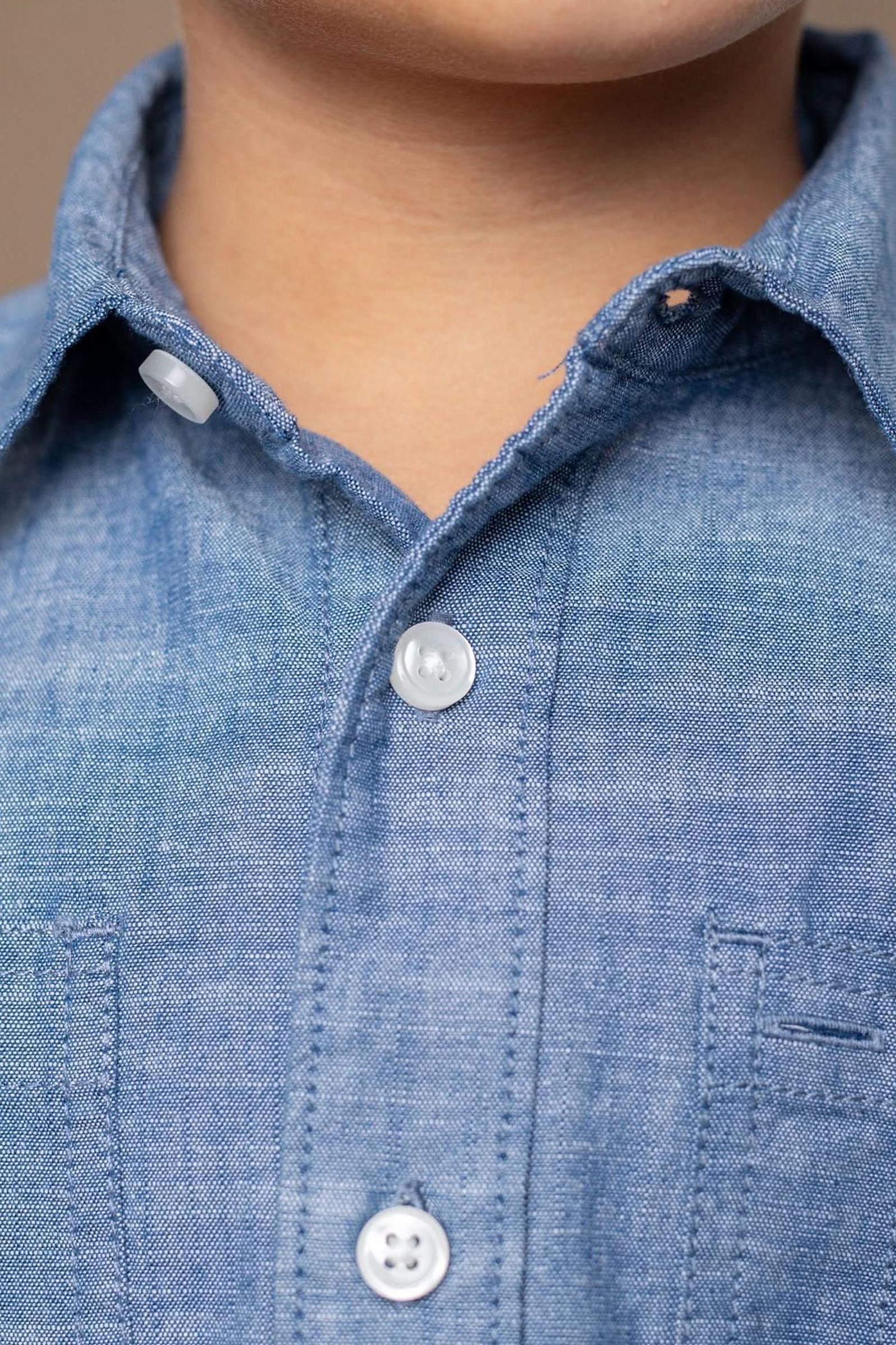 Hope & Henry Organic Cotton Button Down Shirt for Boys, Blue, Sizes 2-16 - Image 3
