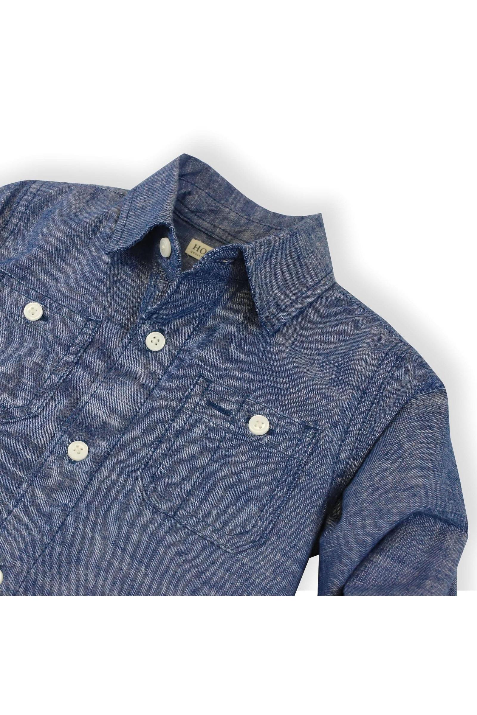 Hope & Henry Organic Cotton Button Down Shirt for Boys, Blue, Sizes 2-16 - Image 5