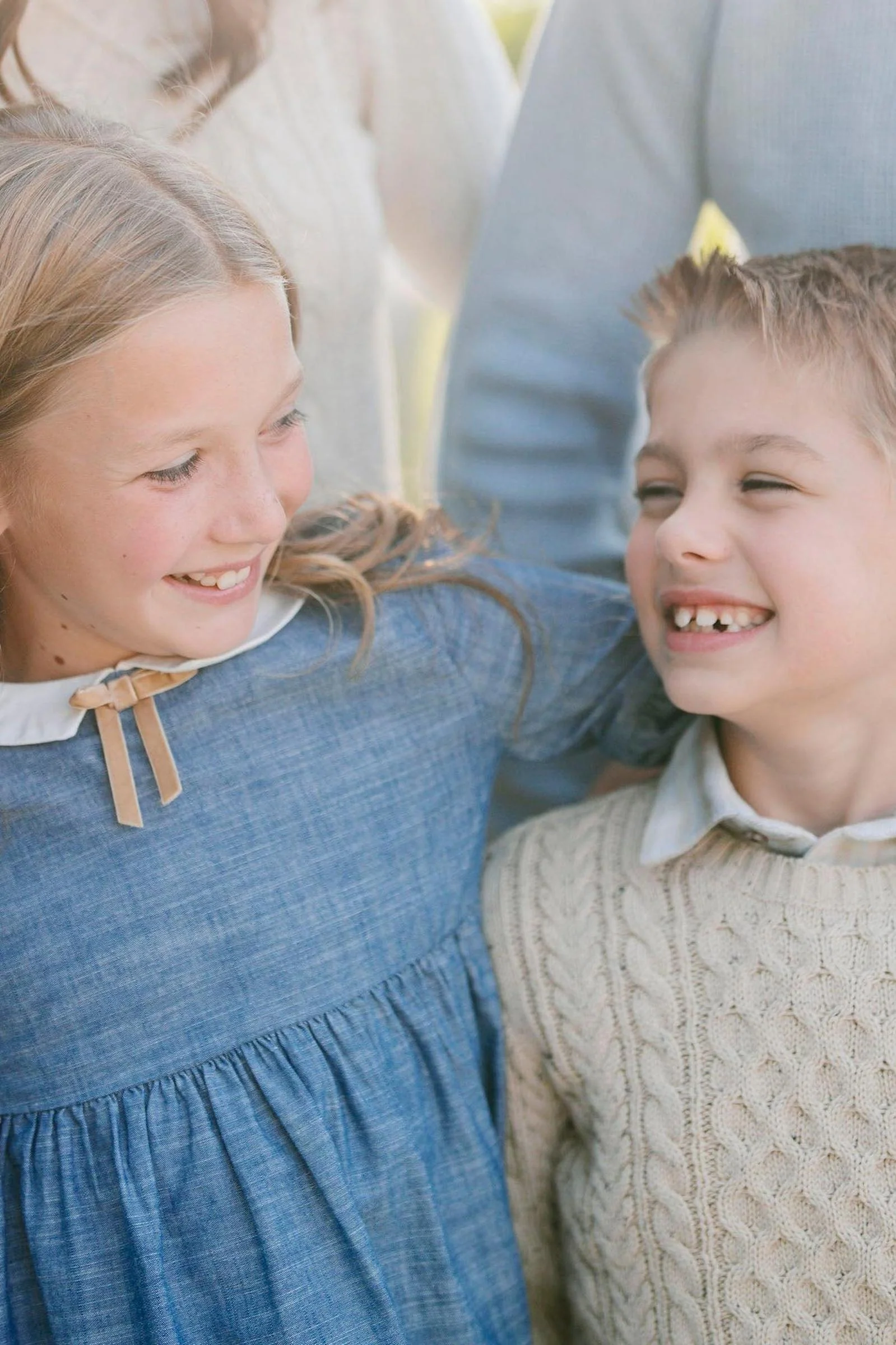 Hope & Henry Organic Cotton Empire Dress with Peter Pan Collar for Girls, Chambray, Toddler & Kids - Image 4