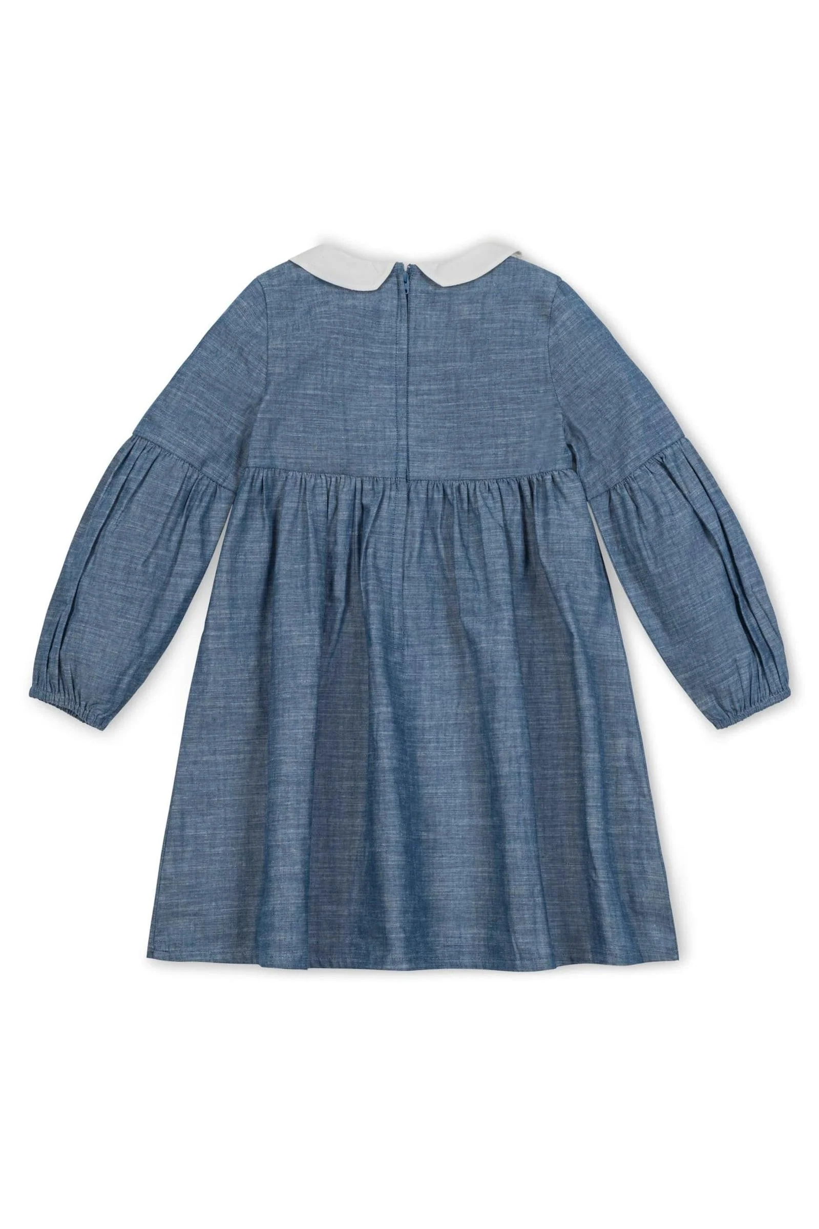 Hope & Henry Organic Cotton Empire Dress with Peter Pan Collar for Girls, Chambray, Toddler & Kids - Image 6