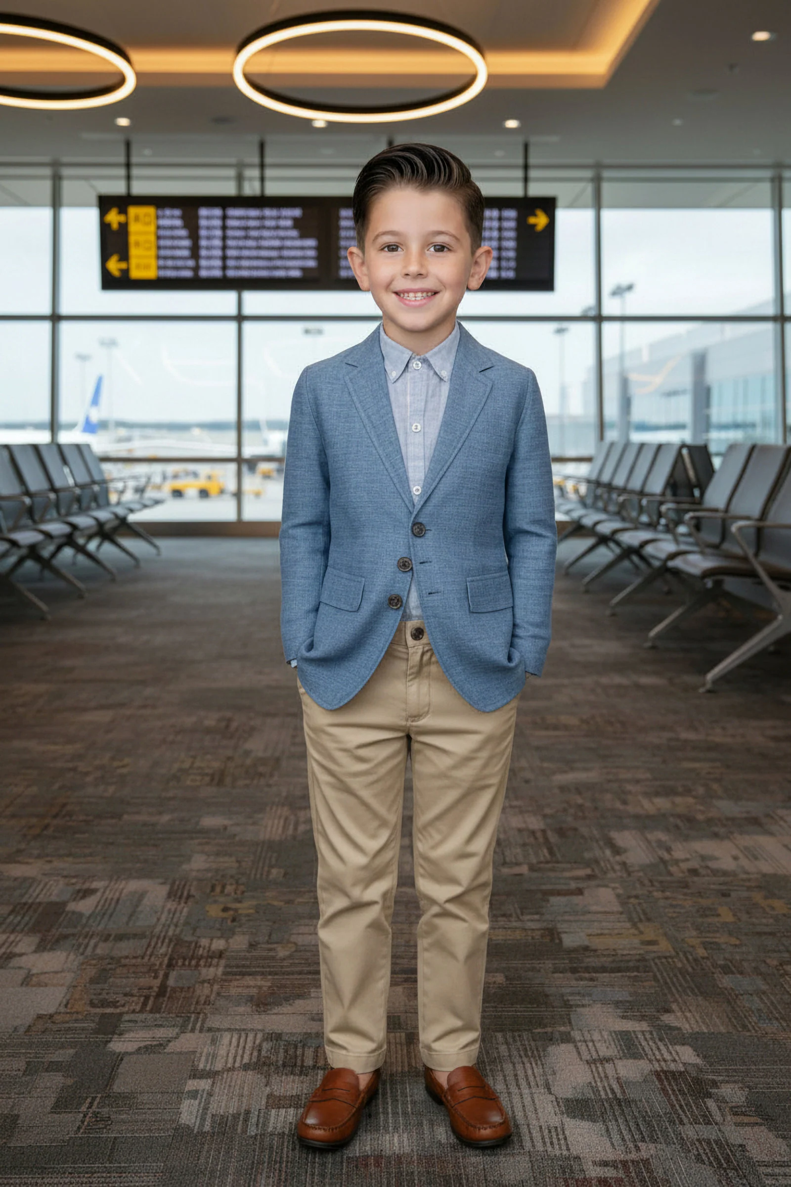 Hope & Henry Organic Cotton Chambray Suit Jacket for Boys, Sizes 2T-12