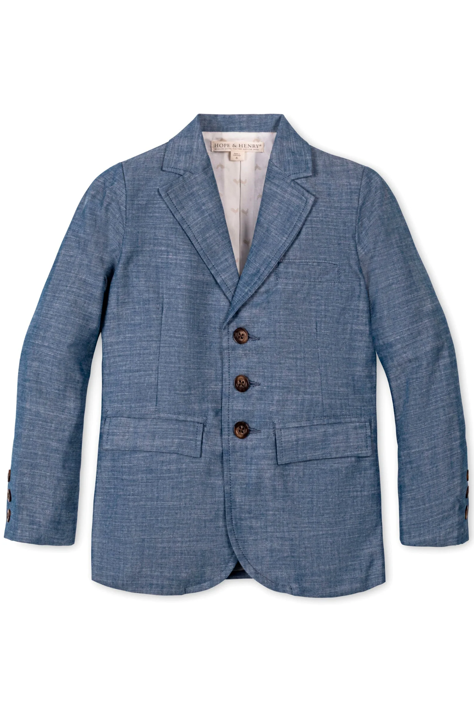 Hope & Henry Organic Cotton Chambray Suit Jacket for Boys, Sizes 2T-12 - Image 2