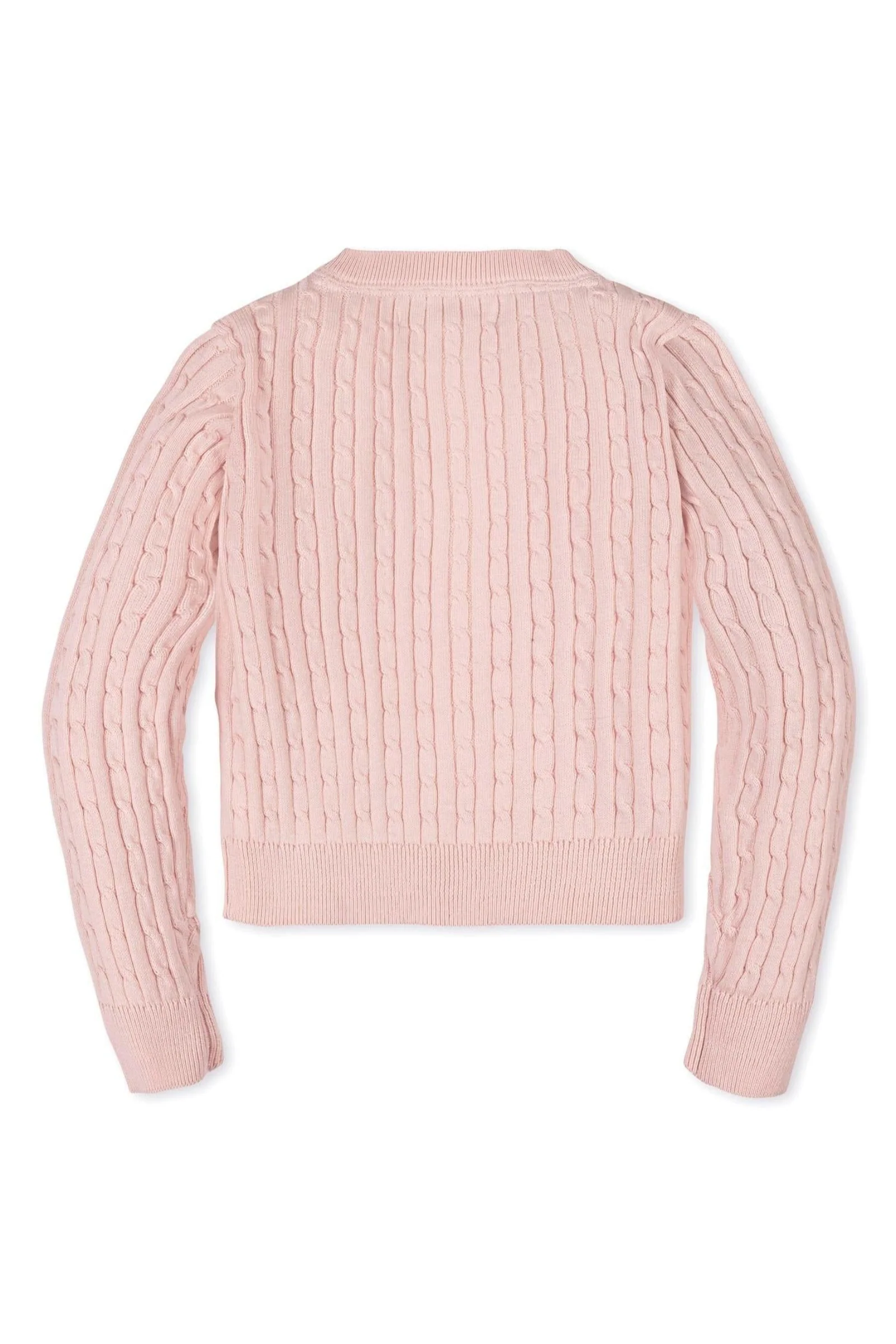 Hope & Henry Organic Cotton Classic Cable Knit Cardigan for Girls, Pink, Sizes 2T-10 - Image 4