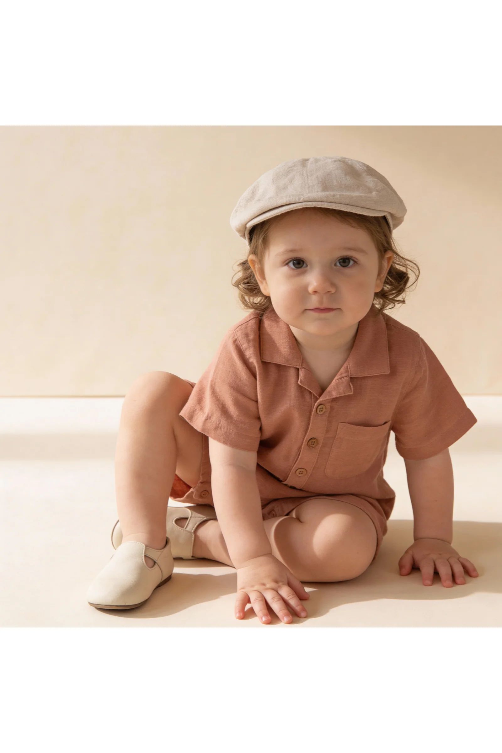 Organic Collared Romper - Clay - Image 3