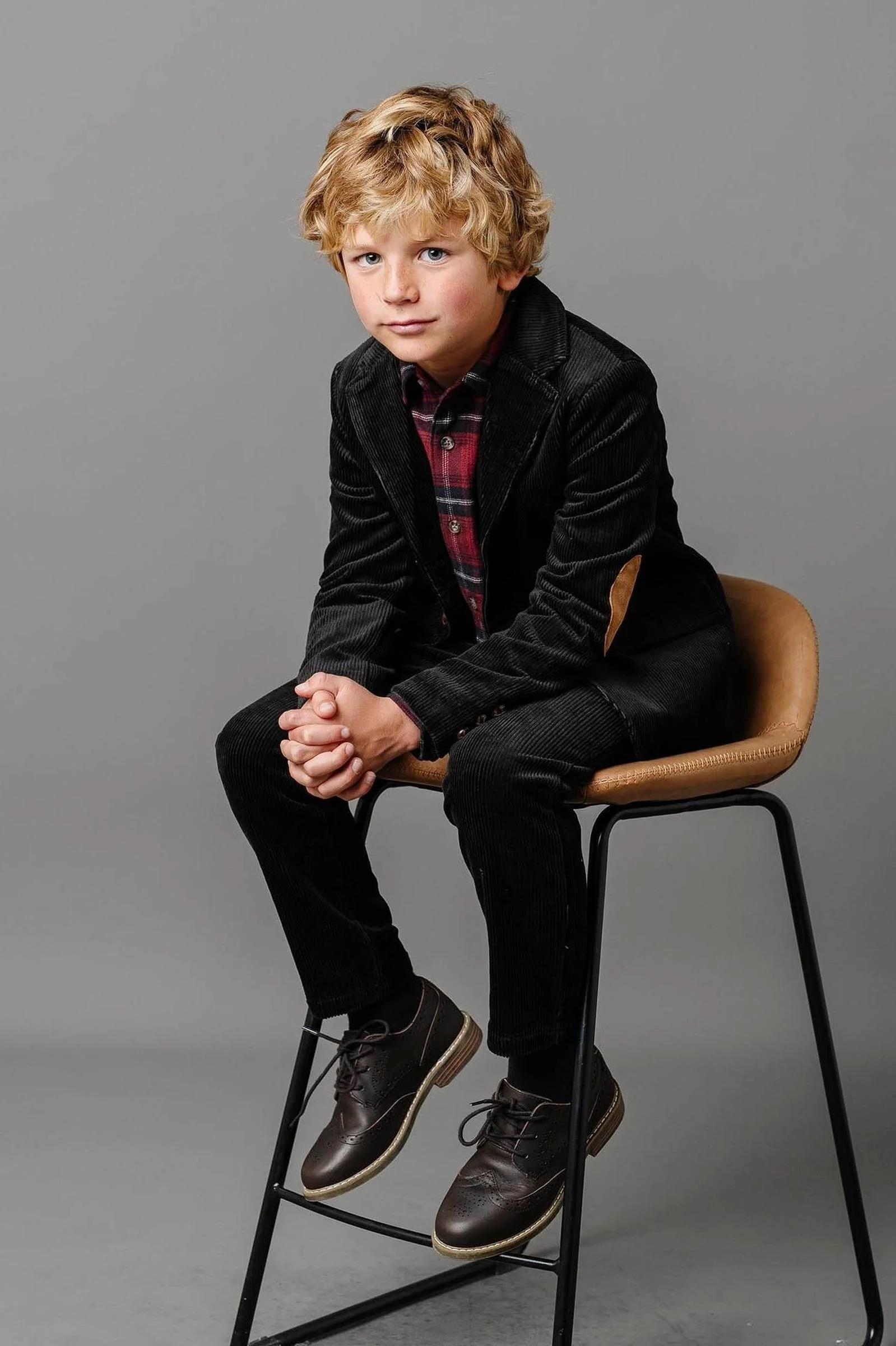 Hope & Henry Organic Cotton Corduroy Blazer for Boys, Black with Elbow Patches, Toddler & Kids - Image 6