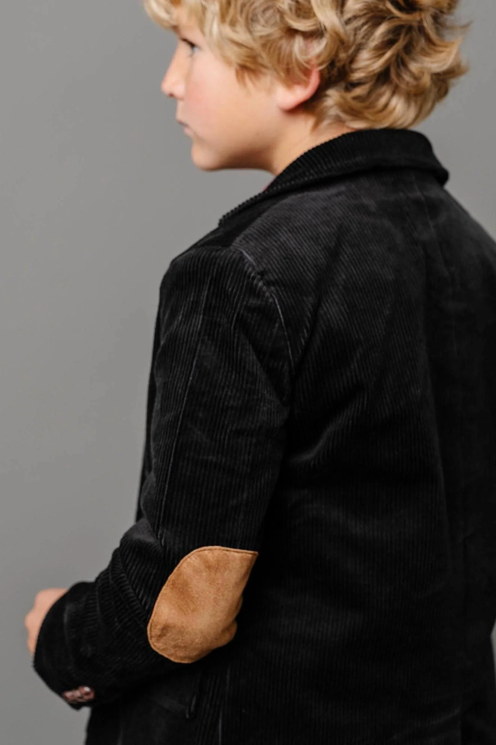 Hope & Henry Organic Cotton Corduroy Blazer for Boys, Black with Elbow Patches, Toddler & Kids - Image 7