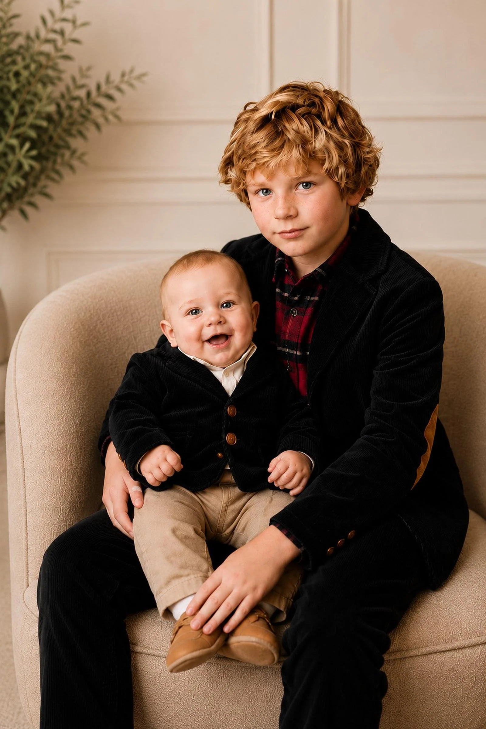 Organic Cotton Corduroy Blazer with Elbow Patches, Black, Baby, Family Matching Outfits - Image 3
