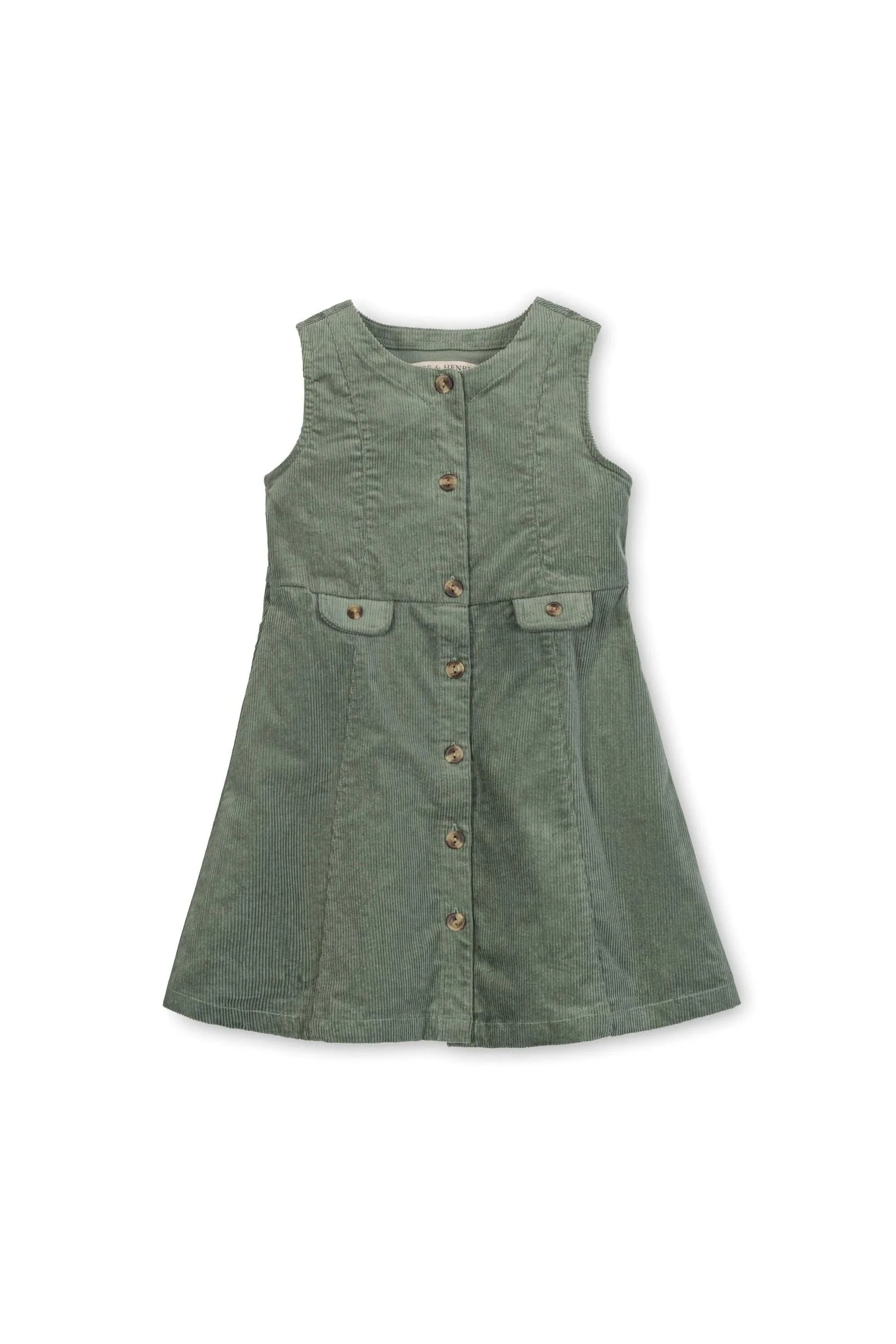 Hope & Henry Organic Cotton Corduroy Jumper Dress for Girls, Sage Green, Toddler & Kids - Image 2