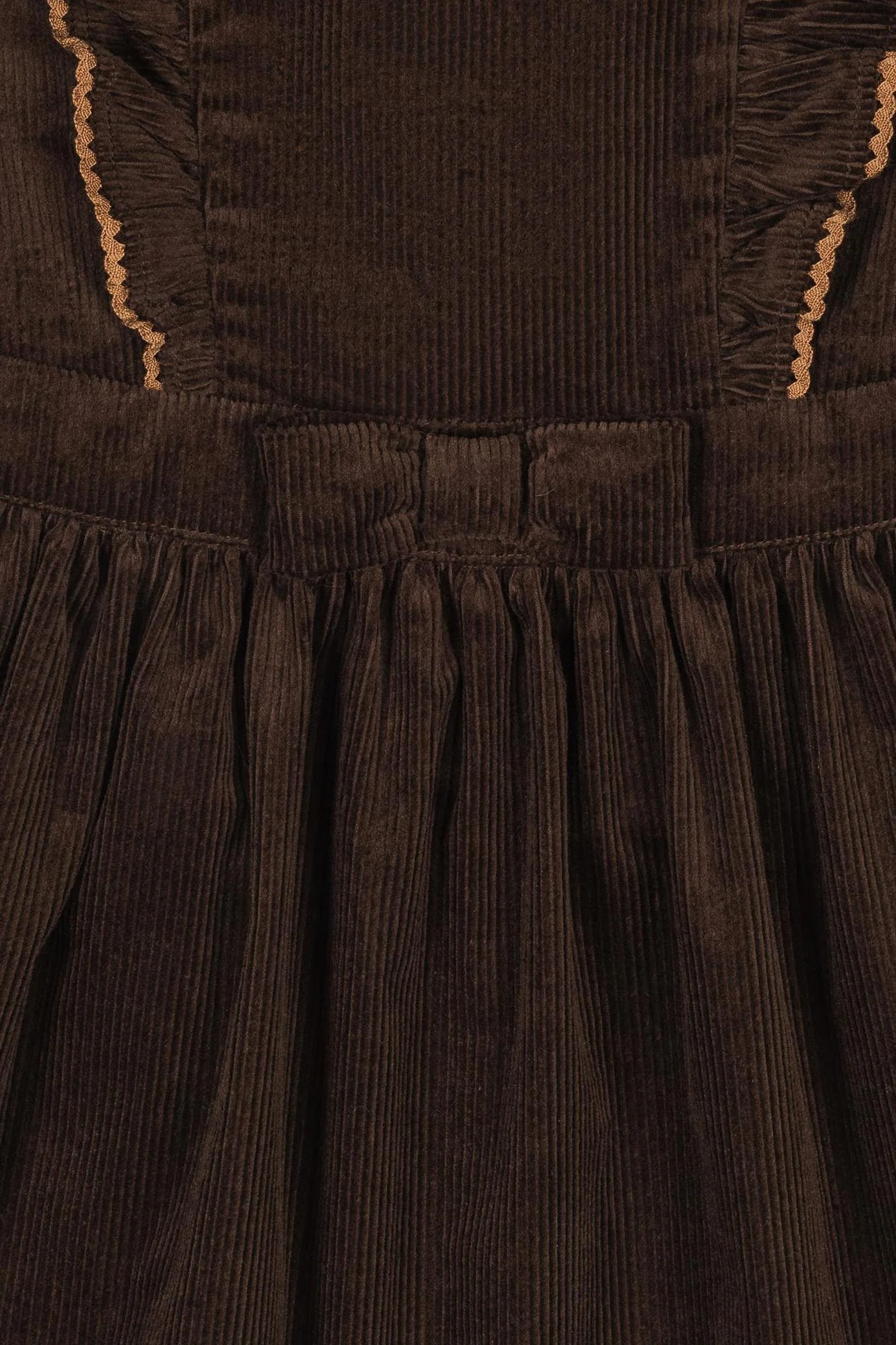 Hope & Henry Organic Cotton Corduroy Ruffle Jumper Dress for Girls, Brown, Toddler & Kids - Image 4