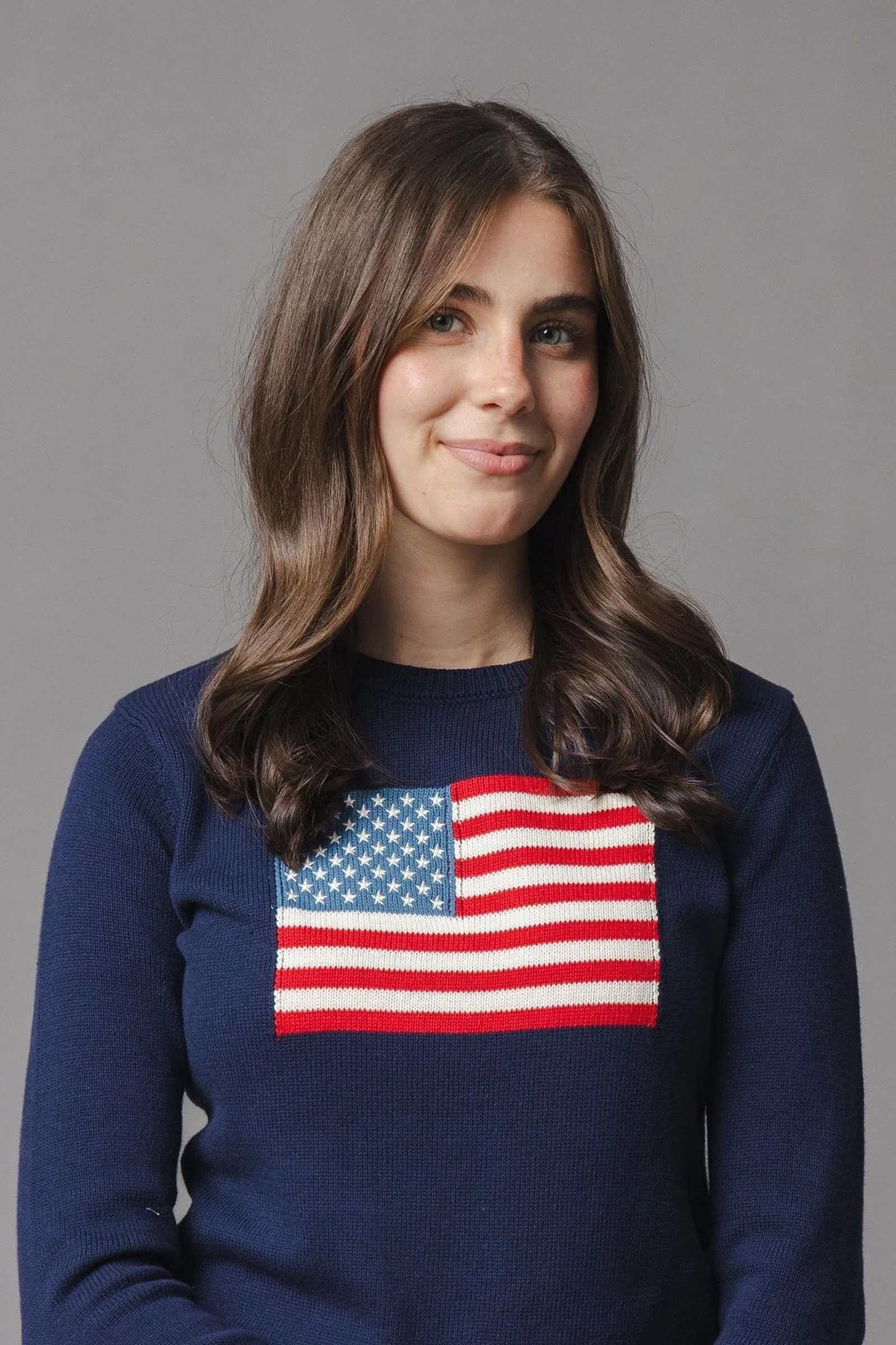 Organic Cotton Crew Neck Flag Sweater, Navy, Women, Family Matching Outfits - Image 5