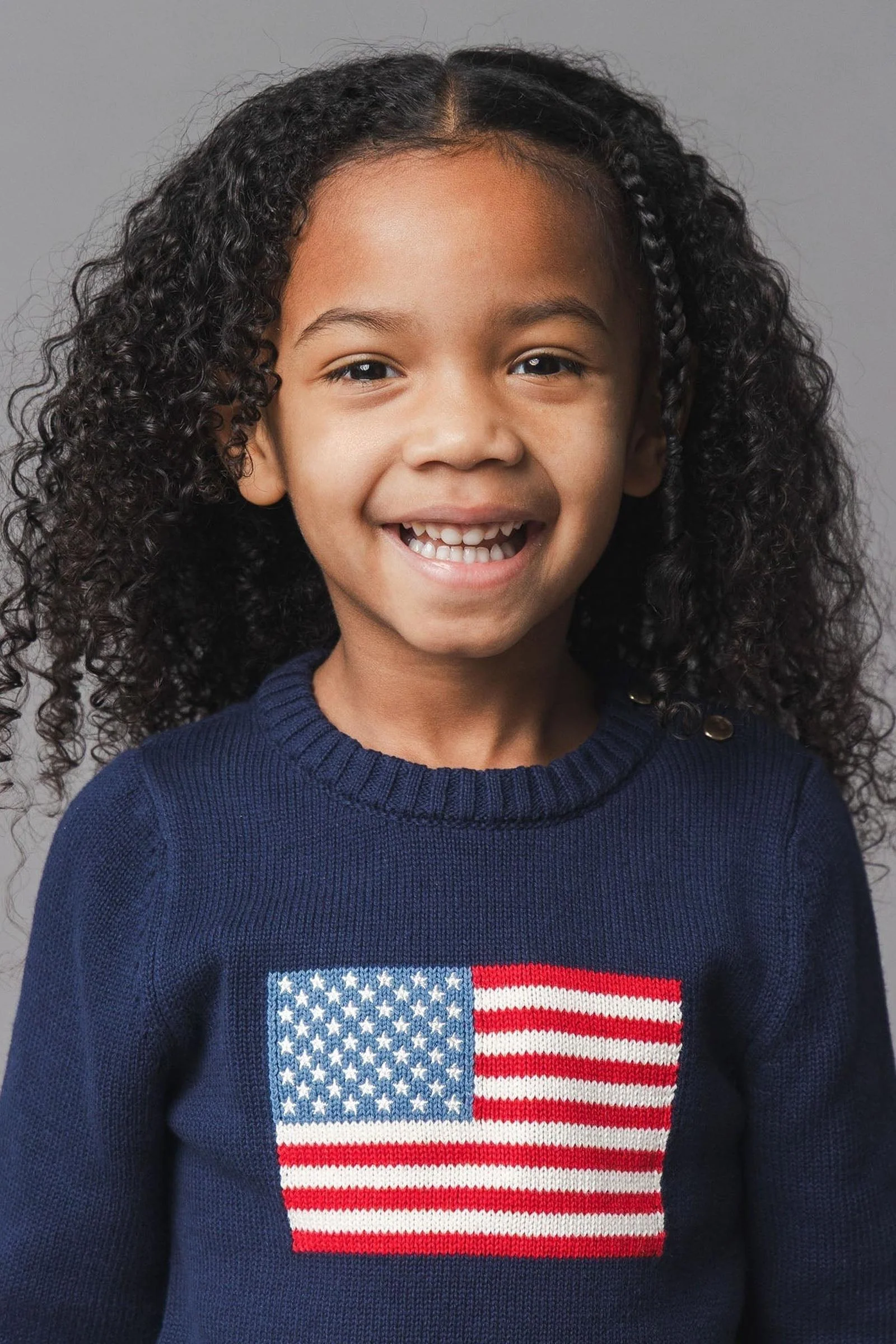 Organic Cotton Crew Neck Flag Sweater, Girl Sizes 2T-18, Family Matching Outfits - Image 4