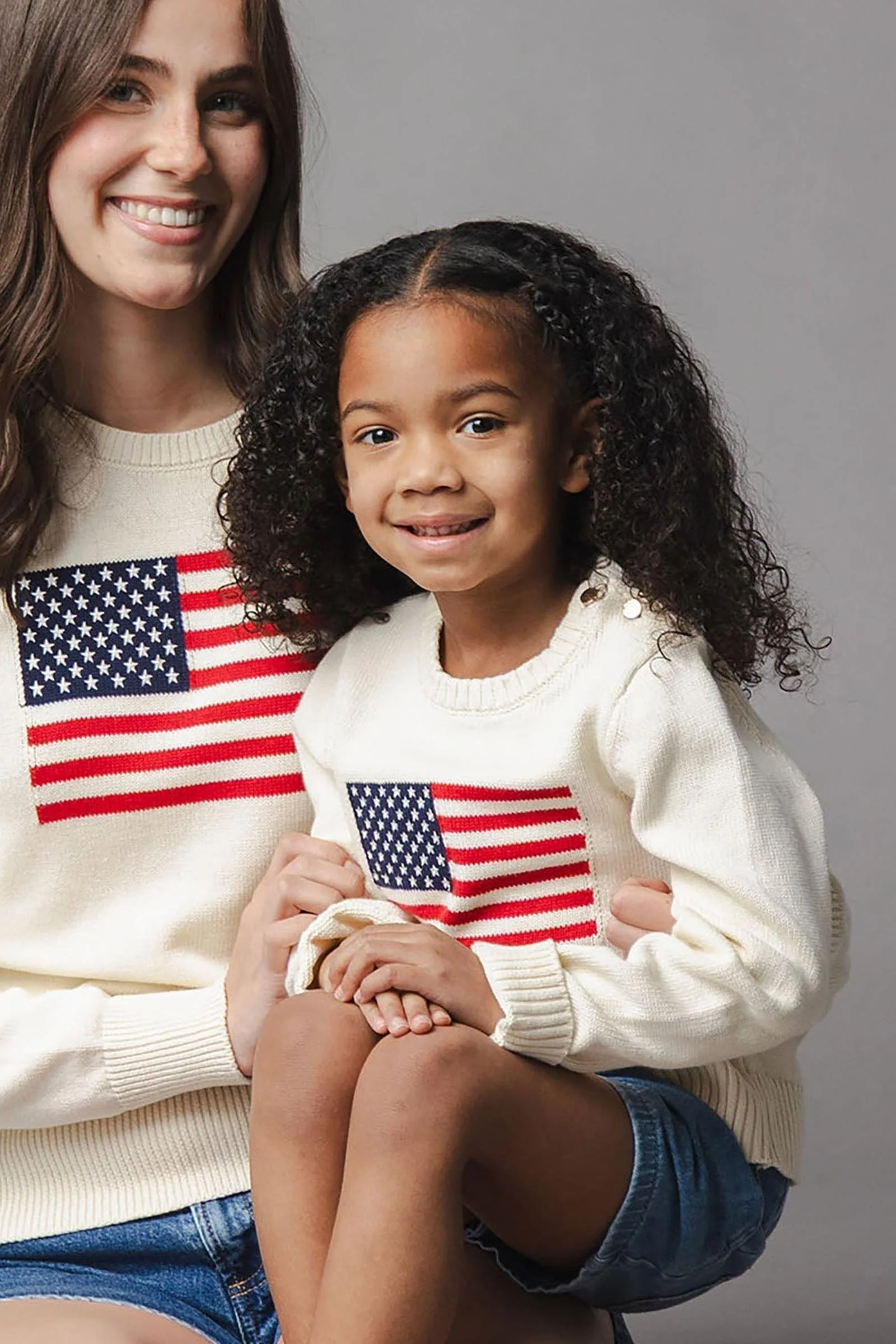 Organic Cotton Crew Neck Flag Sweater, Ivory, Toddler & Kids, Family Matching Outfits - Image 4