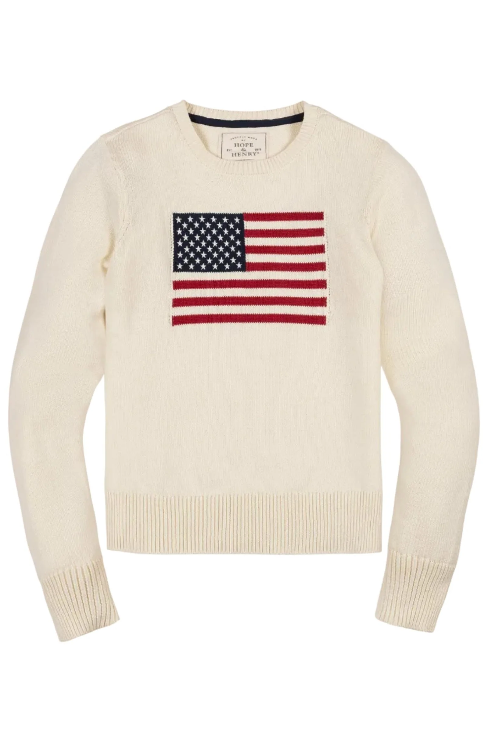 Organic Cotton Crew Neck Flag Sweater, Ivory, Women, Family Matching Outfits - Image 4