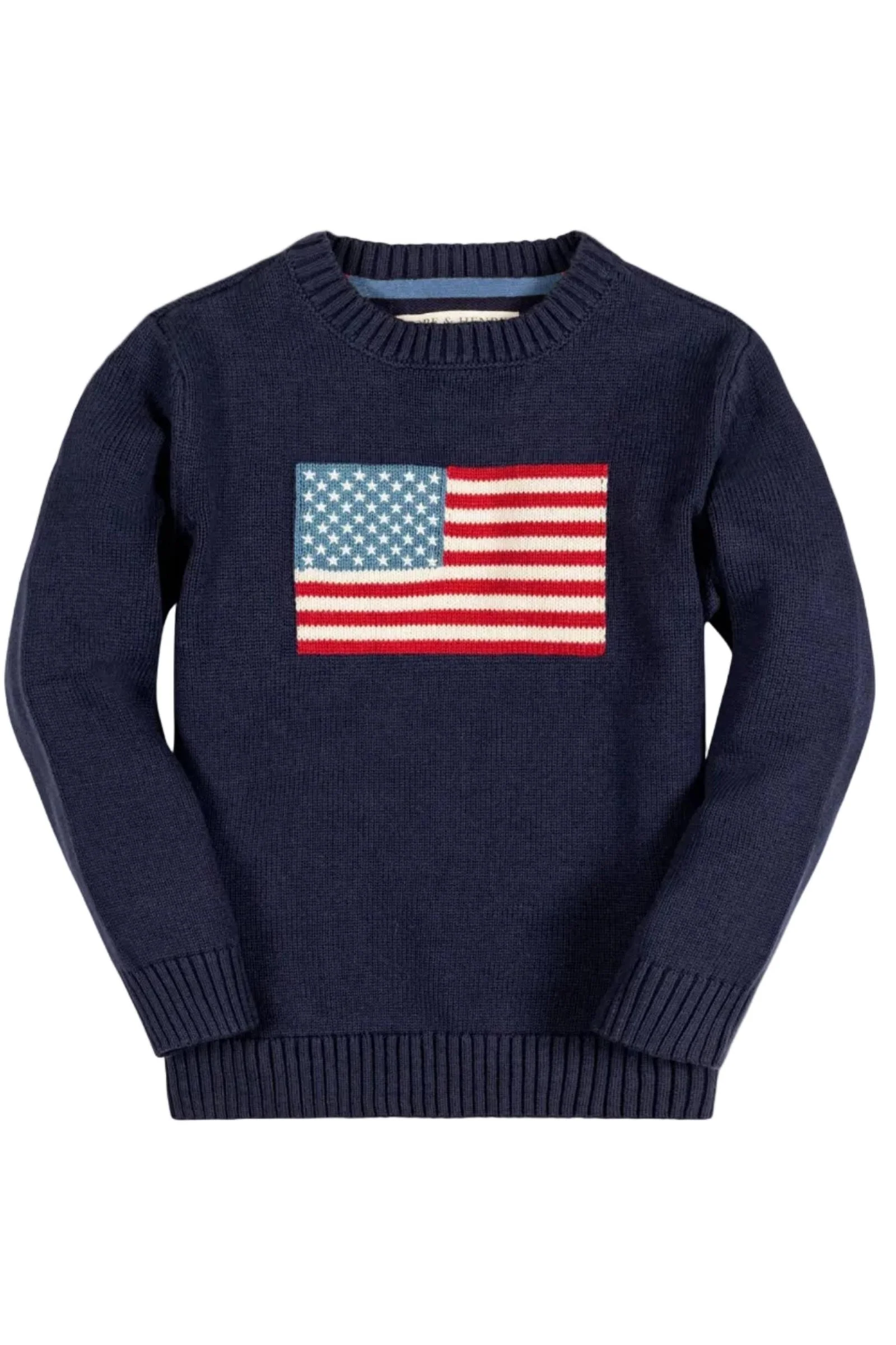 Organic Cotton Crew Neck Flag Sweater, Navy, Baby, Family Matching Outfits - Image 2