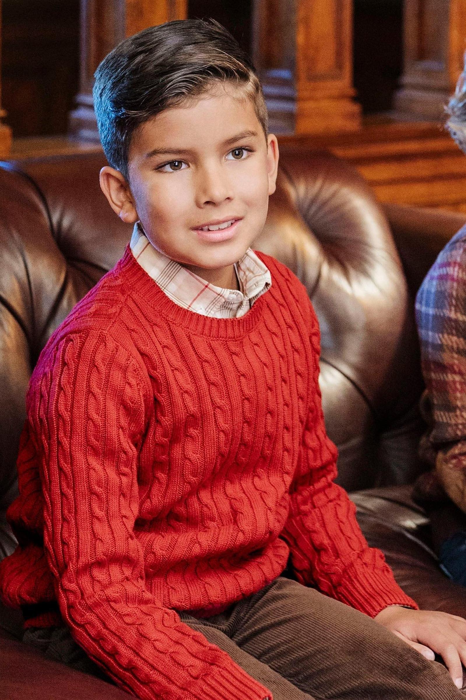 Hope & Henry Organic Cotton Cable Knit Crewneck Sweater for Boys, Red Solid, Sizes 2-16