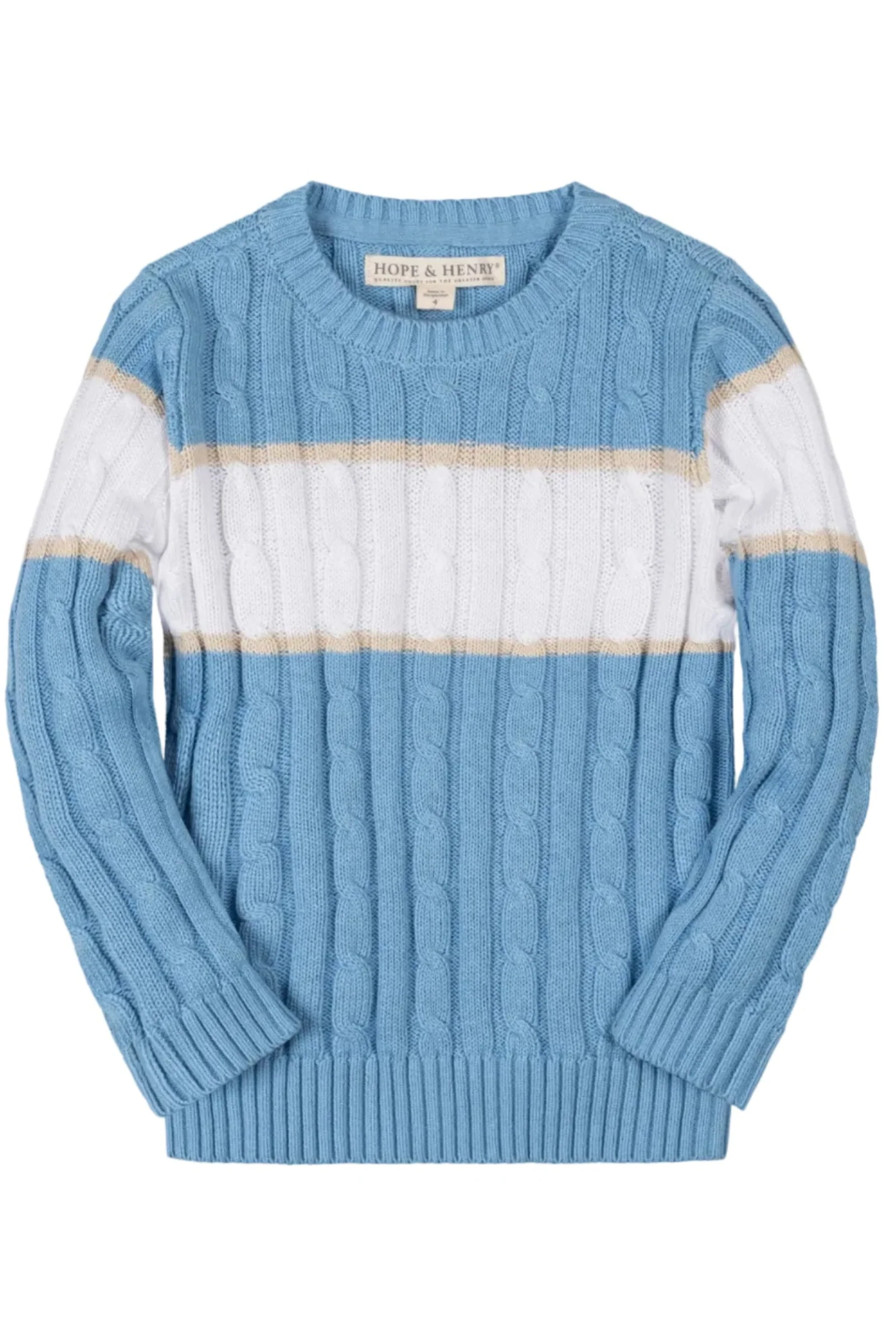 Hope & Henry Organic Cotton Crewneck Sweater, Family Matching toddler, Bluebell Stripe, Sizes 2T-18 - Image 2