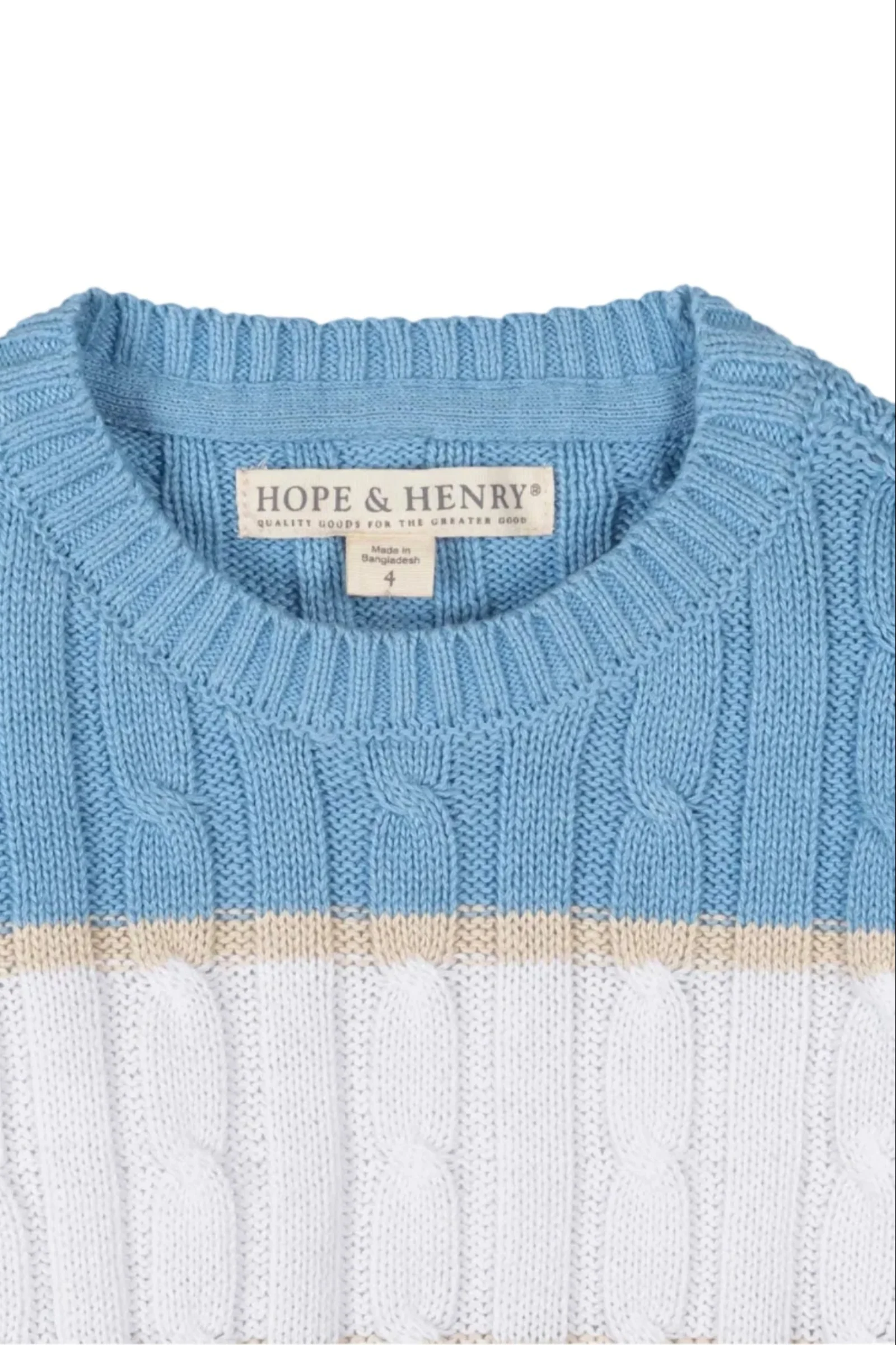 Hope & Henry Organic Cotton Crewneck Sweater, Family Matching toddler, Bluebell Stripe, Sizes 2T-18 - Image 3