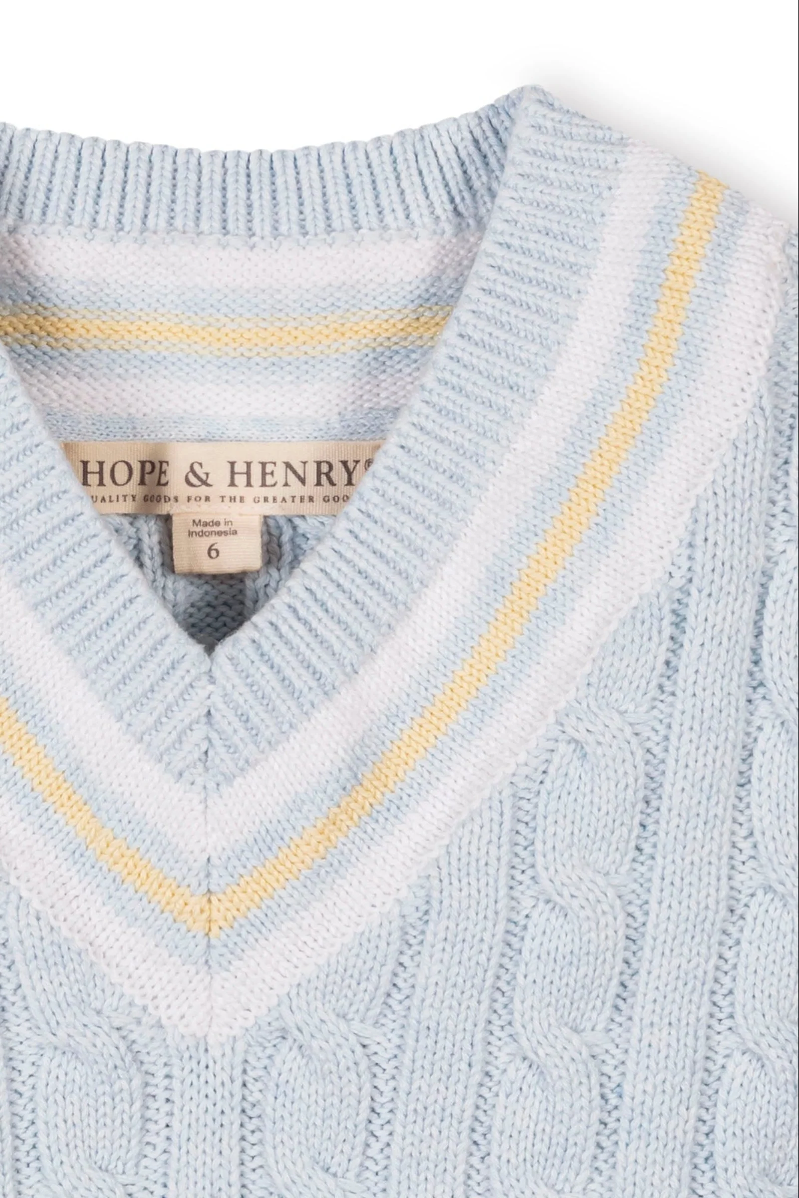 Hope & Henry Light Blue Organic Cotton Cricket Sweater Vest for Boys, Sizes 2T-18 - Image 3