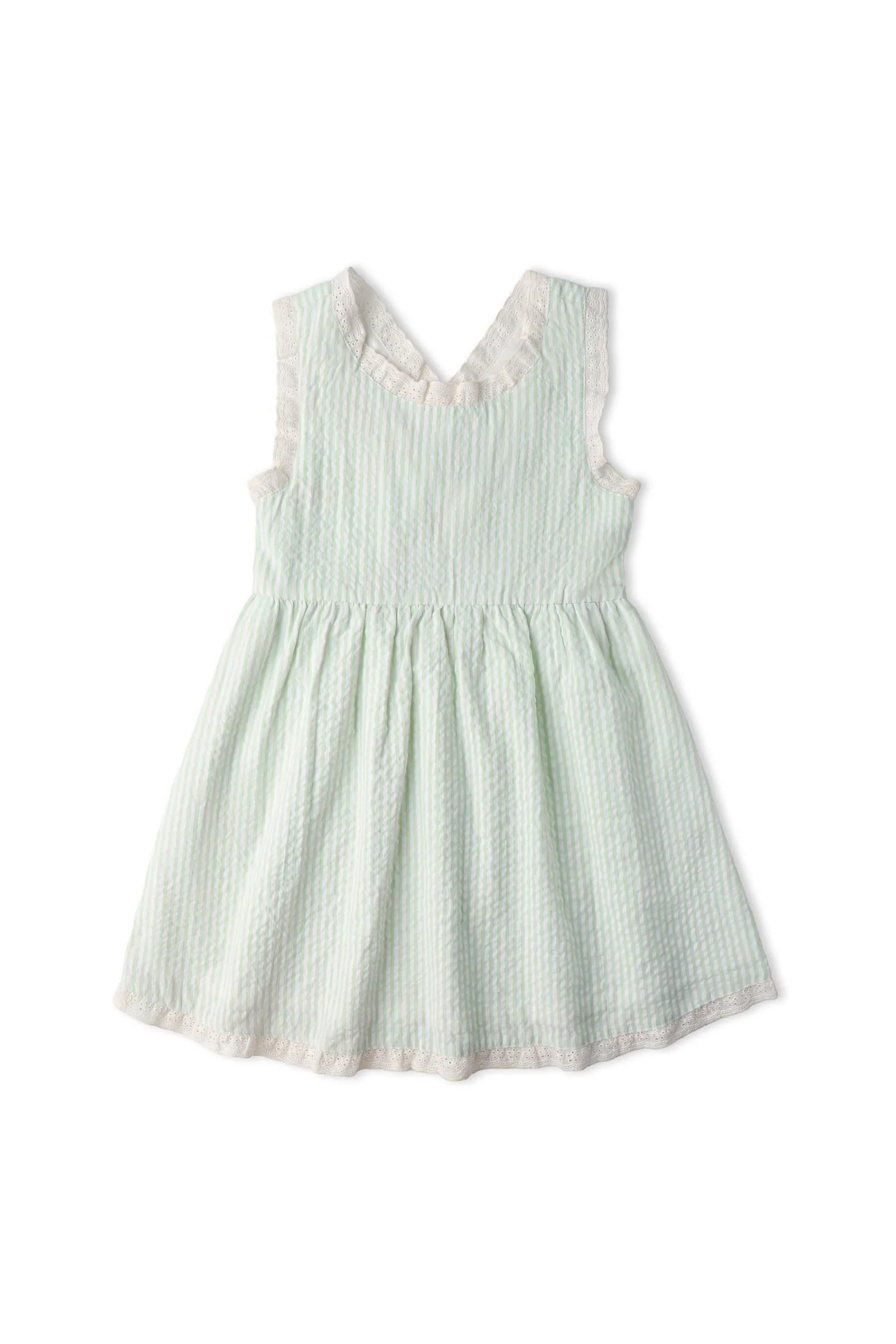 Organic Cross Back Dress - Basil Stripes - Image 2