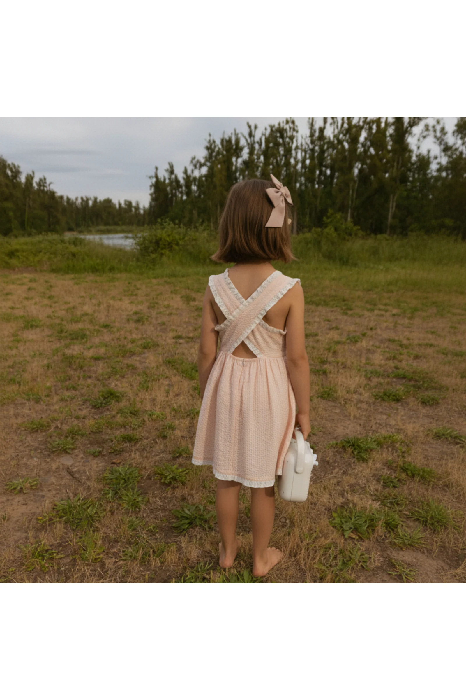 Organic Cross Back Dress - Blush - Image 5