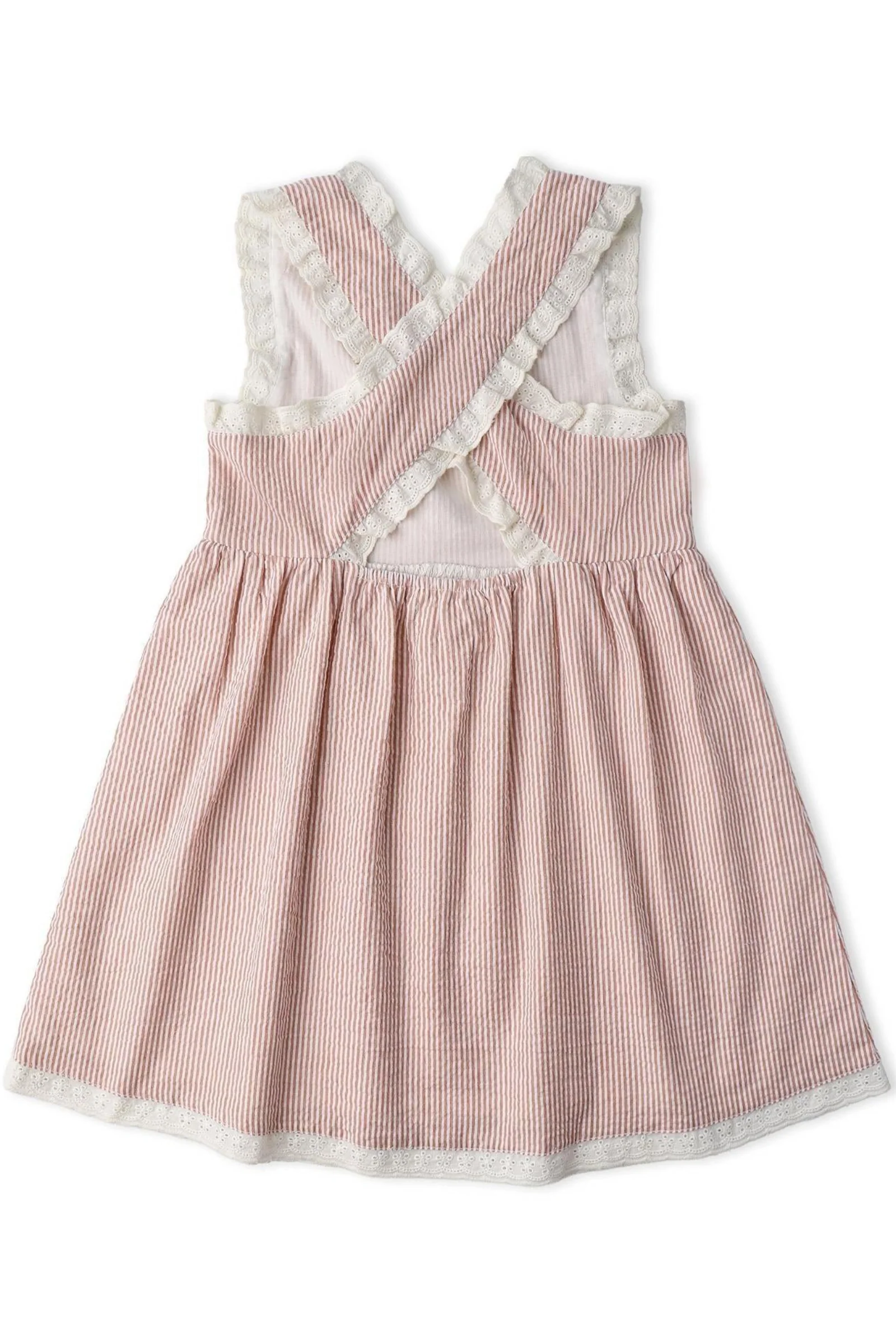 Organic Cross Back Dress - Coral Stripes - Image 4