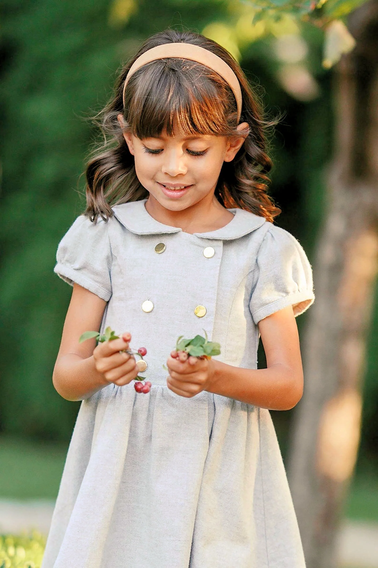 Hope & Henry Organic Cotton Double Breasted Flannel Dress for Girls, Gray Heather Solid, Toddler & Kids - Image 4