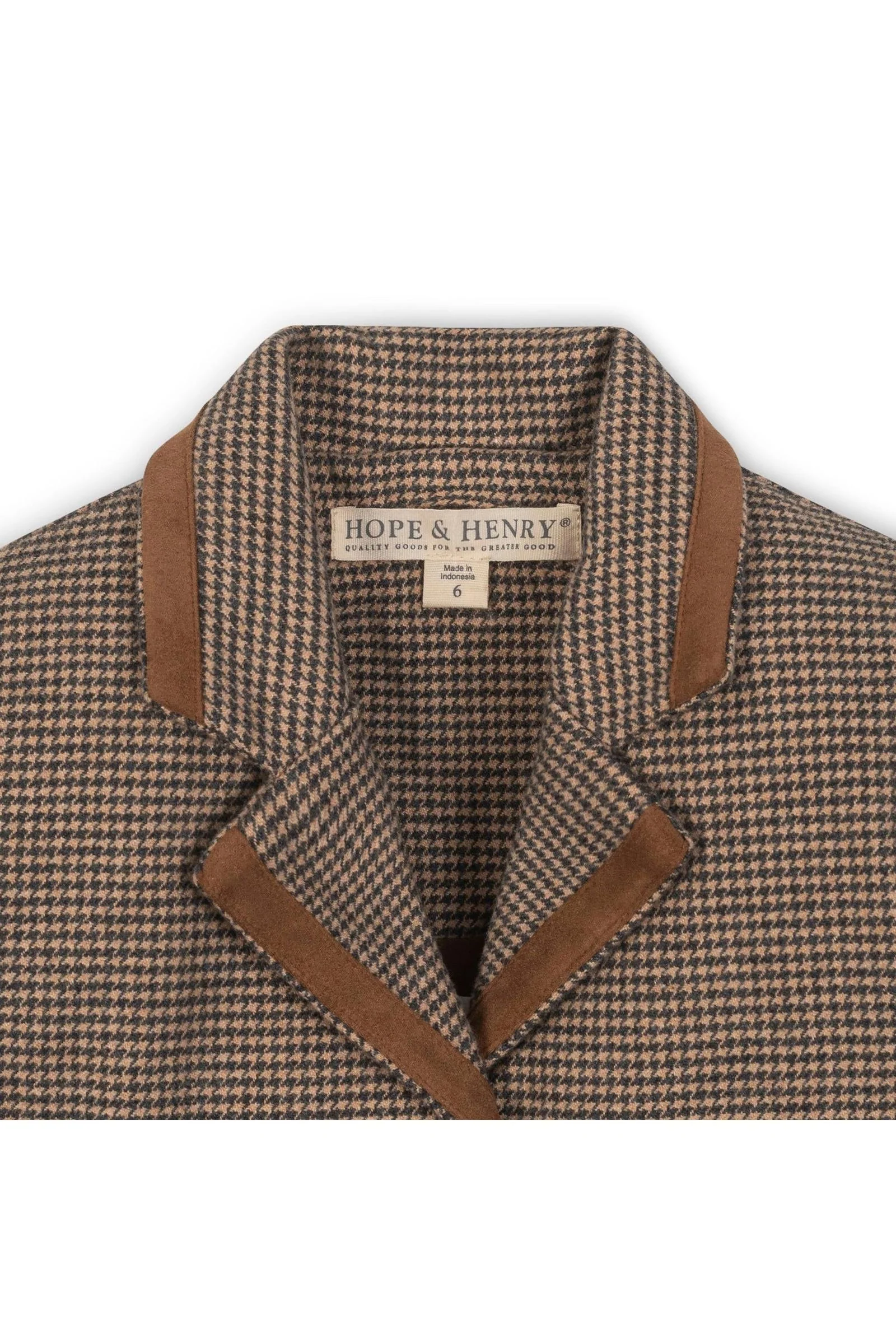 Hope & Henry Organic Cotton Stylish Blazer With Notch Collar for Girls, Camel, Toddler & Kids - Image 3