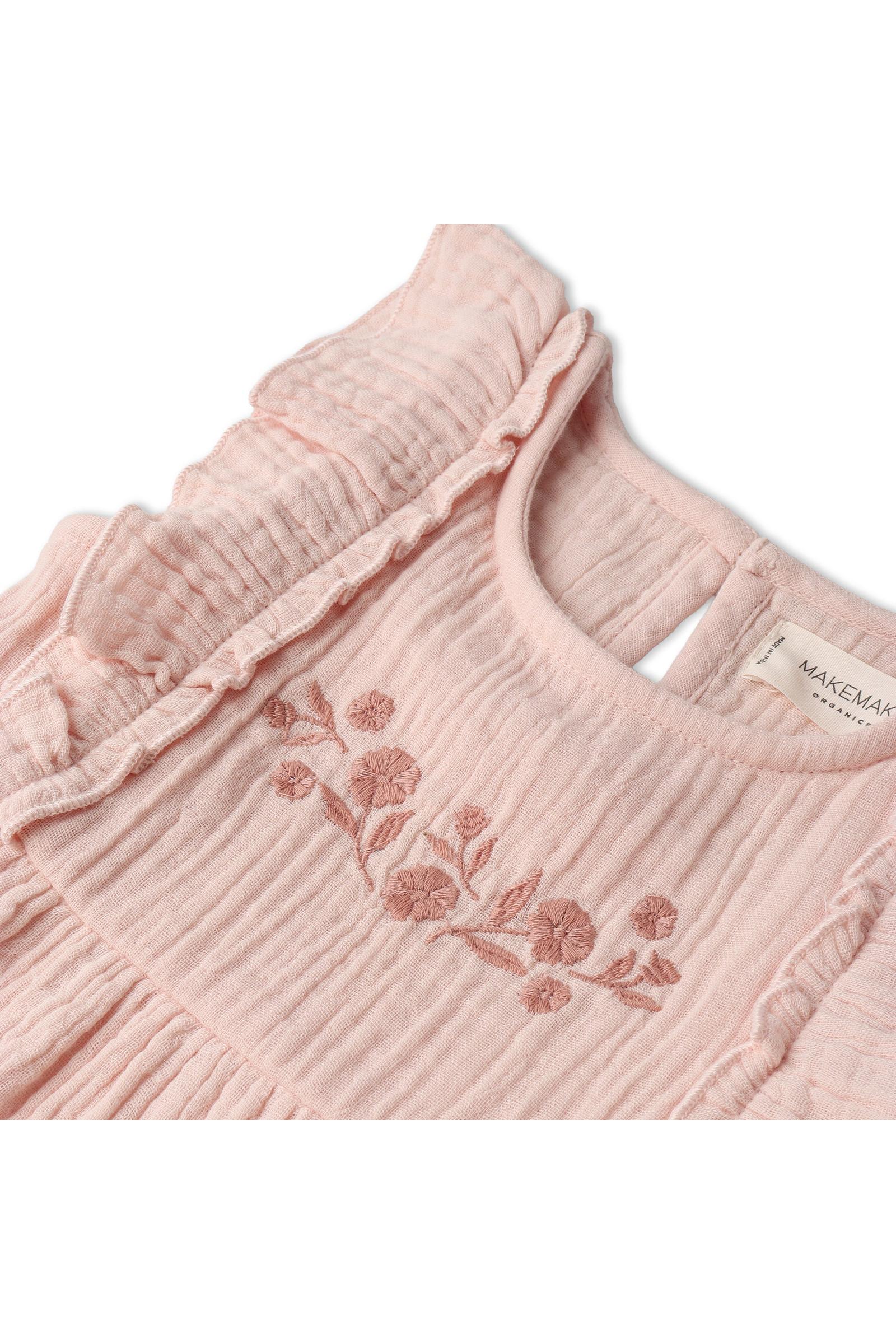 Organic Embroidered Tiered Dress - Blush - Image 4