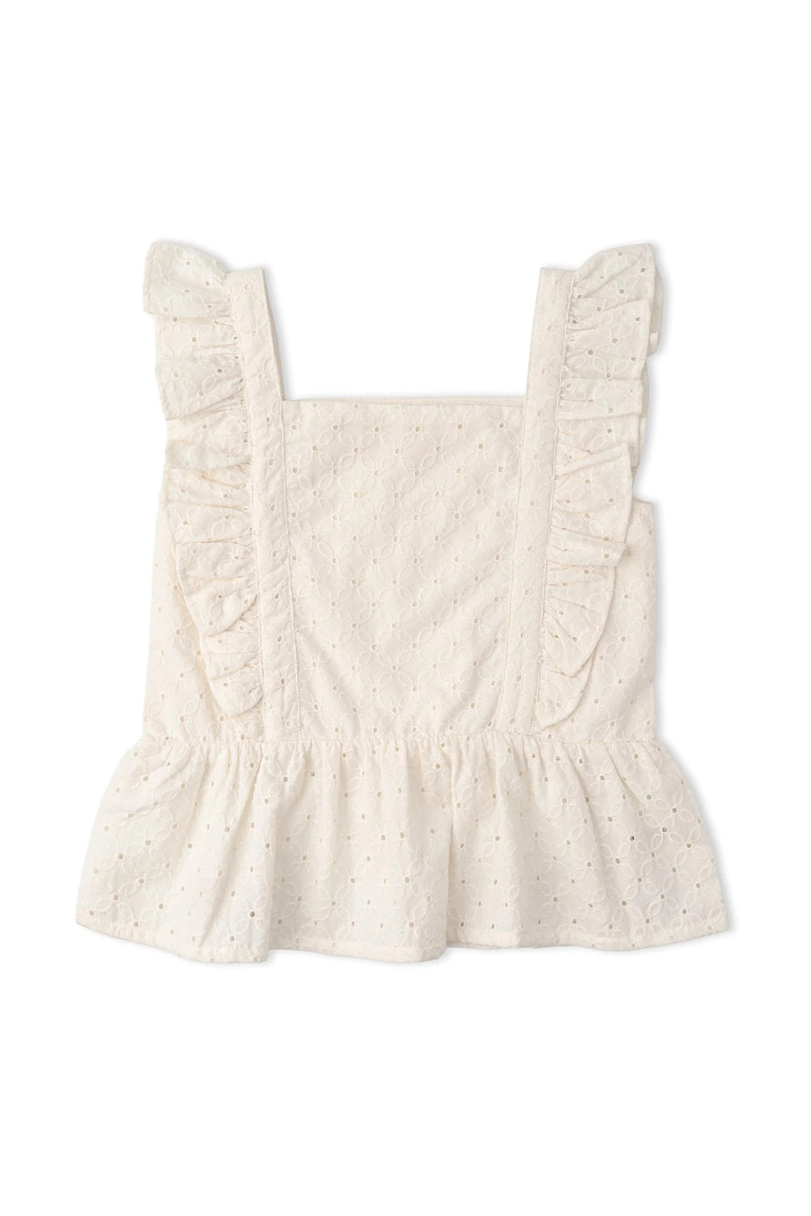Organic Eyelet Flutter Top And Shorts Set - Ivory Eyelet - Image 4