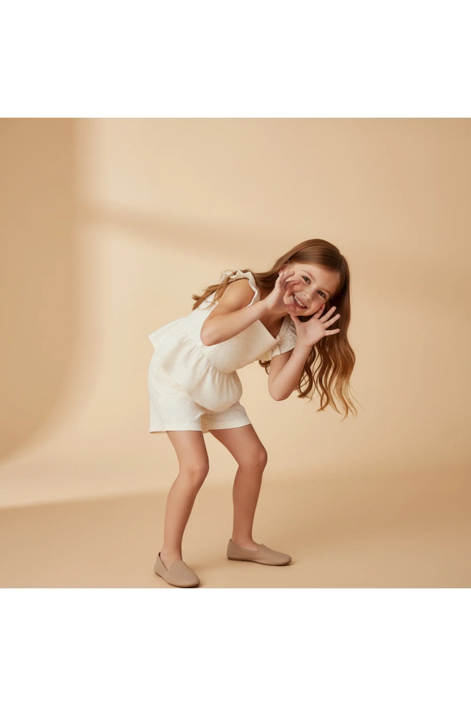 Organic Eyelet Flutter Top And Shorts Set - Ivory Eyelet - Image 5