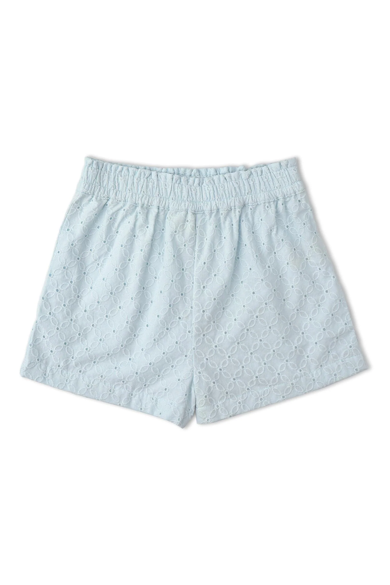Organic Eyelet Flutter Top And Shorts Set - Light Blue Eyelet - Image 5