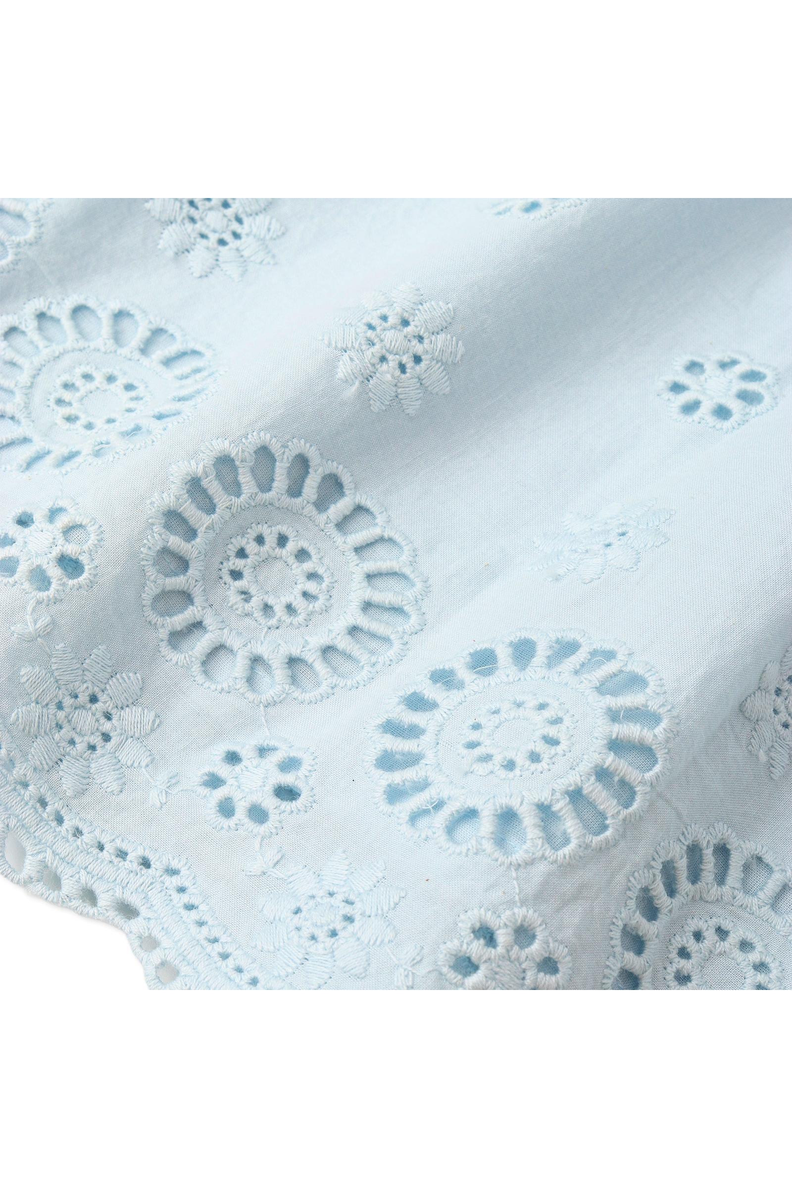 Organic Eyelet Top And Pant Set - Light Blue Eyelet - Image 4