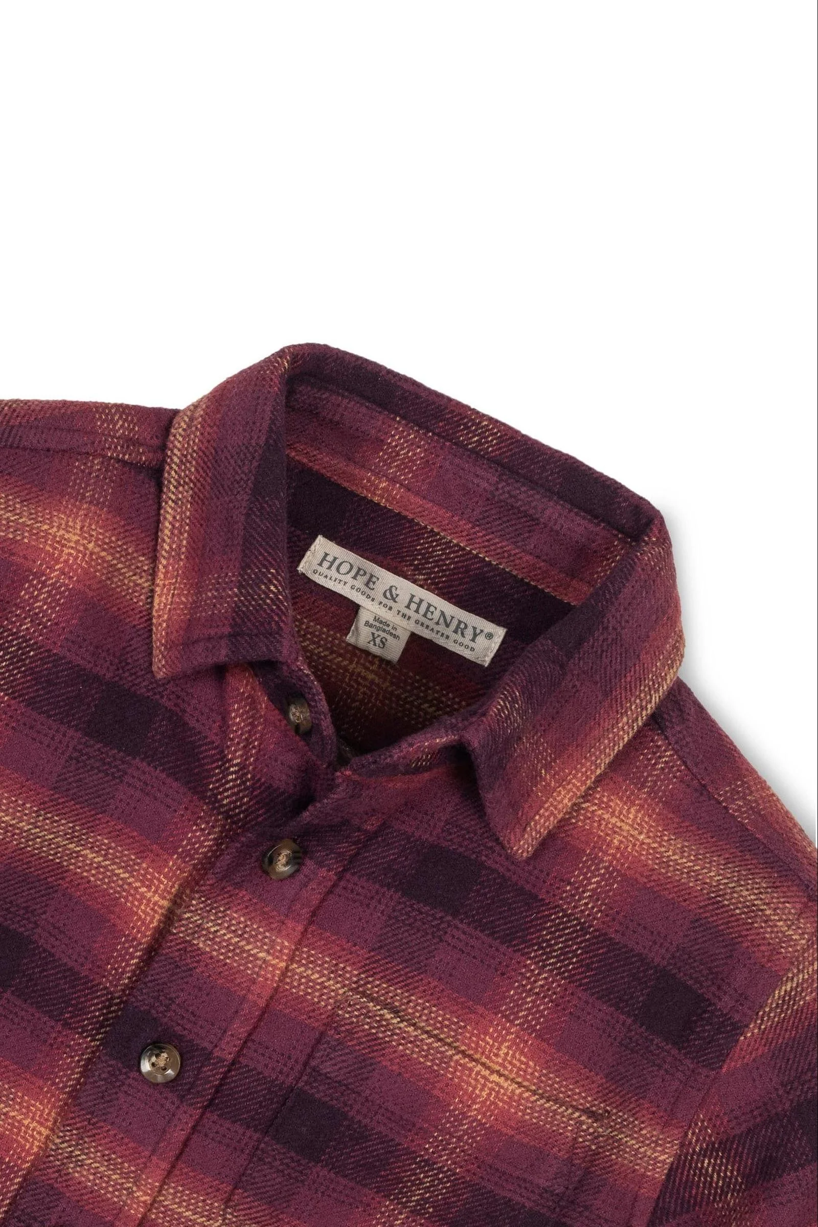 Hope & Henry Organic Cotton Flannel Shirt, Plum Plaid, Toddler & Kids - Image 3