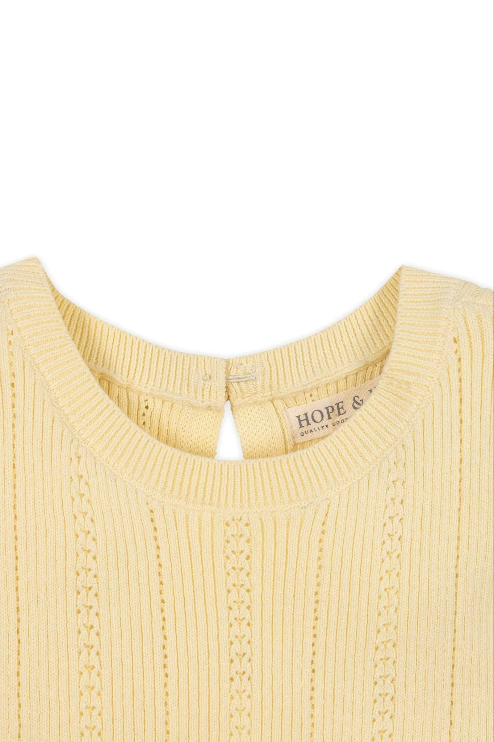 Hope & Henry Organic Cotton Flounce Hem Sweater Dress for Girls, Yellow, Sizes 2T-12 - Image 3