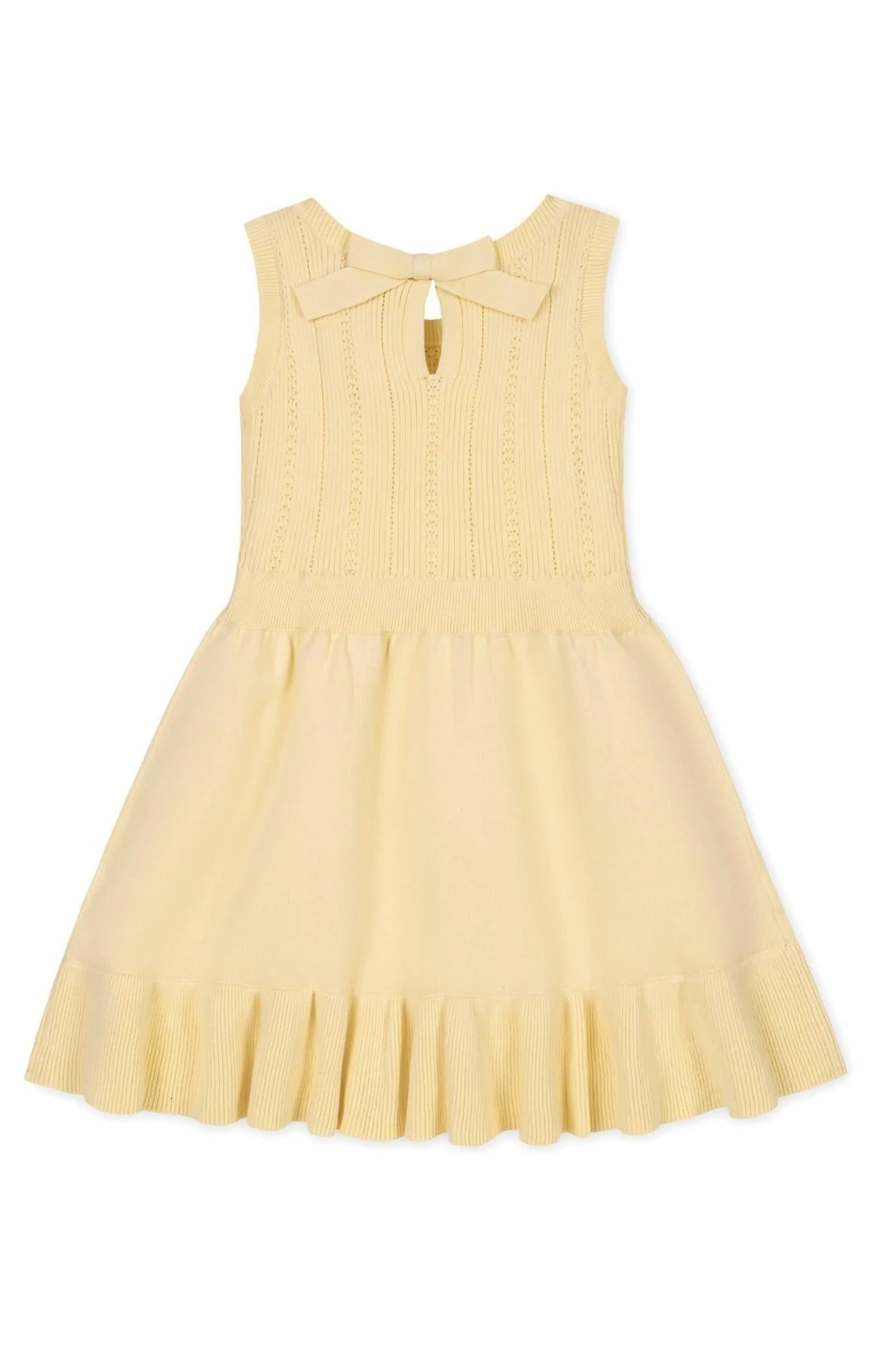 Hope & Henry Organic Cotton Flounce Hem Sweater Dress for Girls, Yellow, Sizes 2T-12 - Image 4