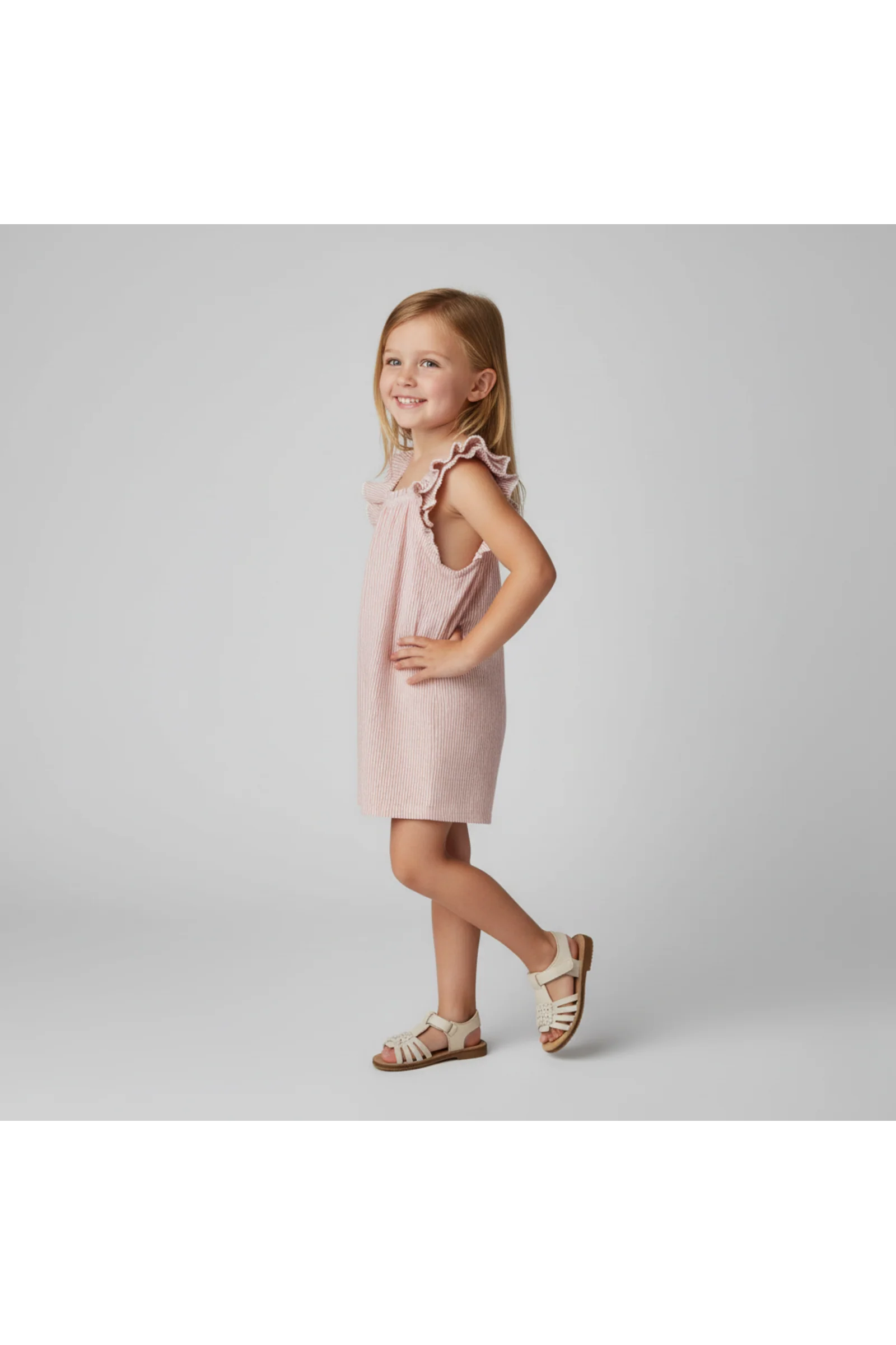 Organic Flutter Jumpsuit - Coral Stripes - Image 3