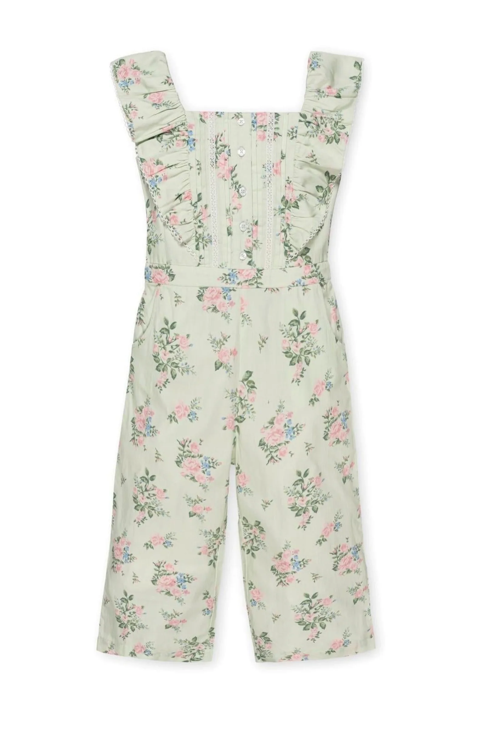 Hope & Henry Organic Cotton Flutter Sleeve Jumpsuit for Girls, Chateau Floral, Sizes 2T-12 - Image 2