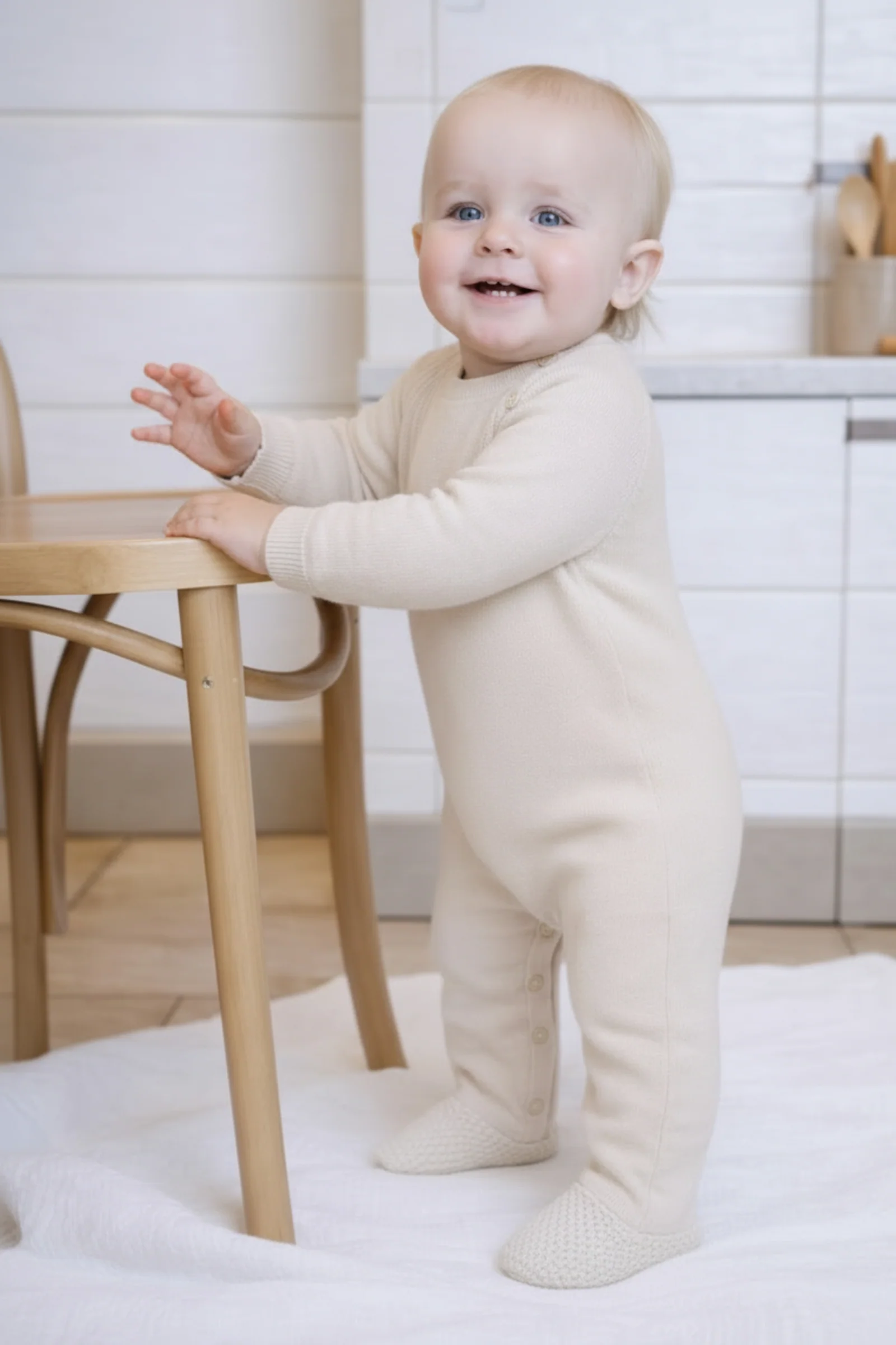 Hope & Henry Organic Cotton Footed Sweater Romper for Babies, Oatmeal, 0-9M