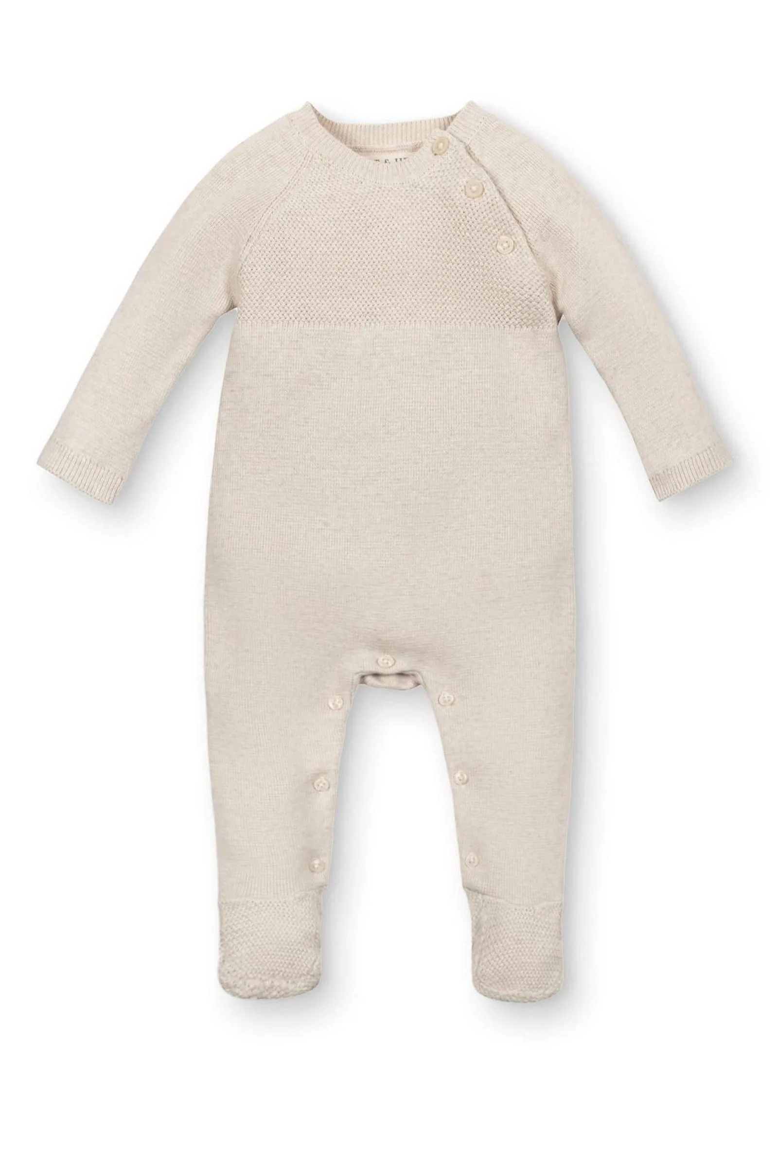 Hope & Henry Organic Cotton Footed Sweater Romper for Babies, Oatmeal, 0-9M - Image 2