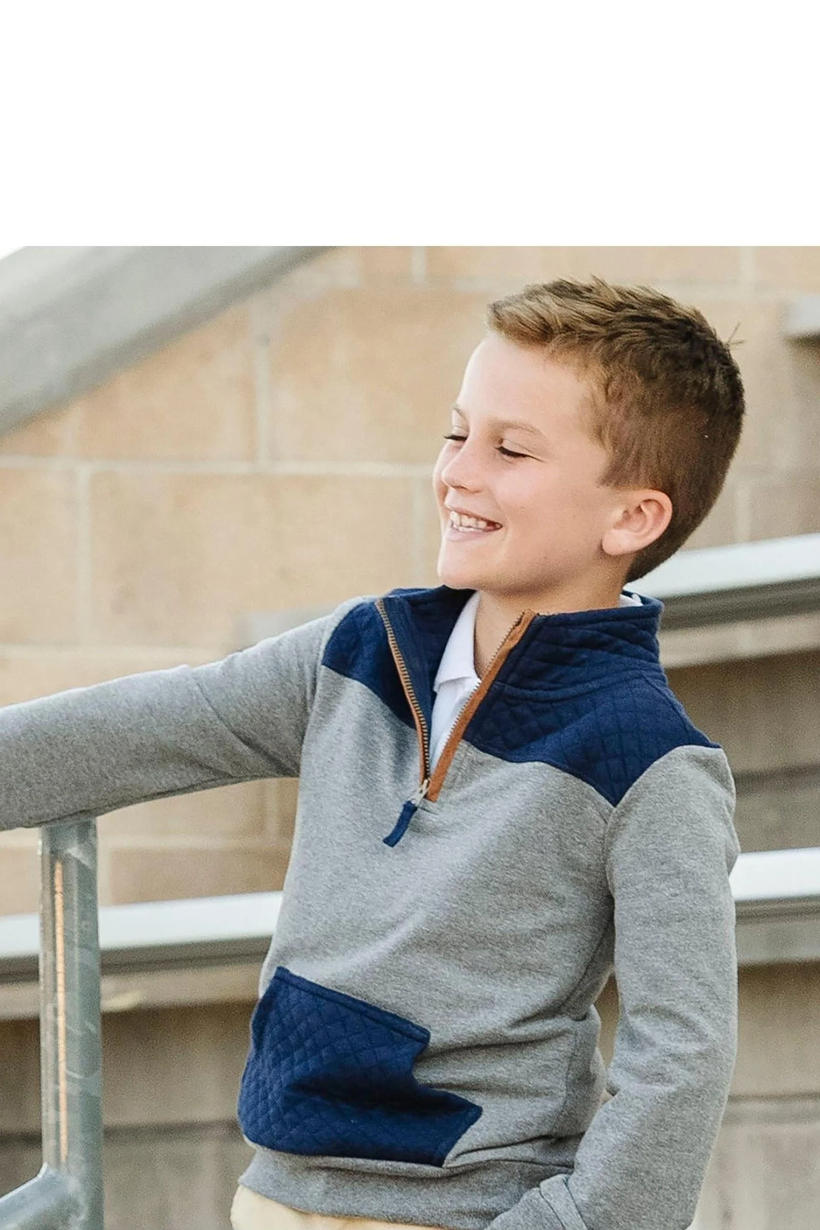 Hope & Henry Organic Cotton French Terry Half-Zip Sweater/Pullover - Image 5