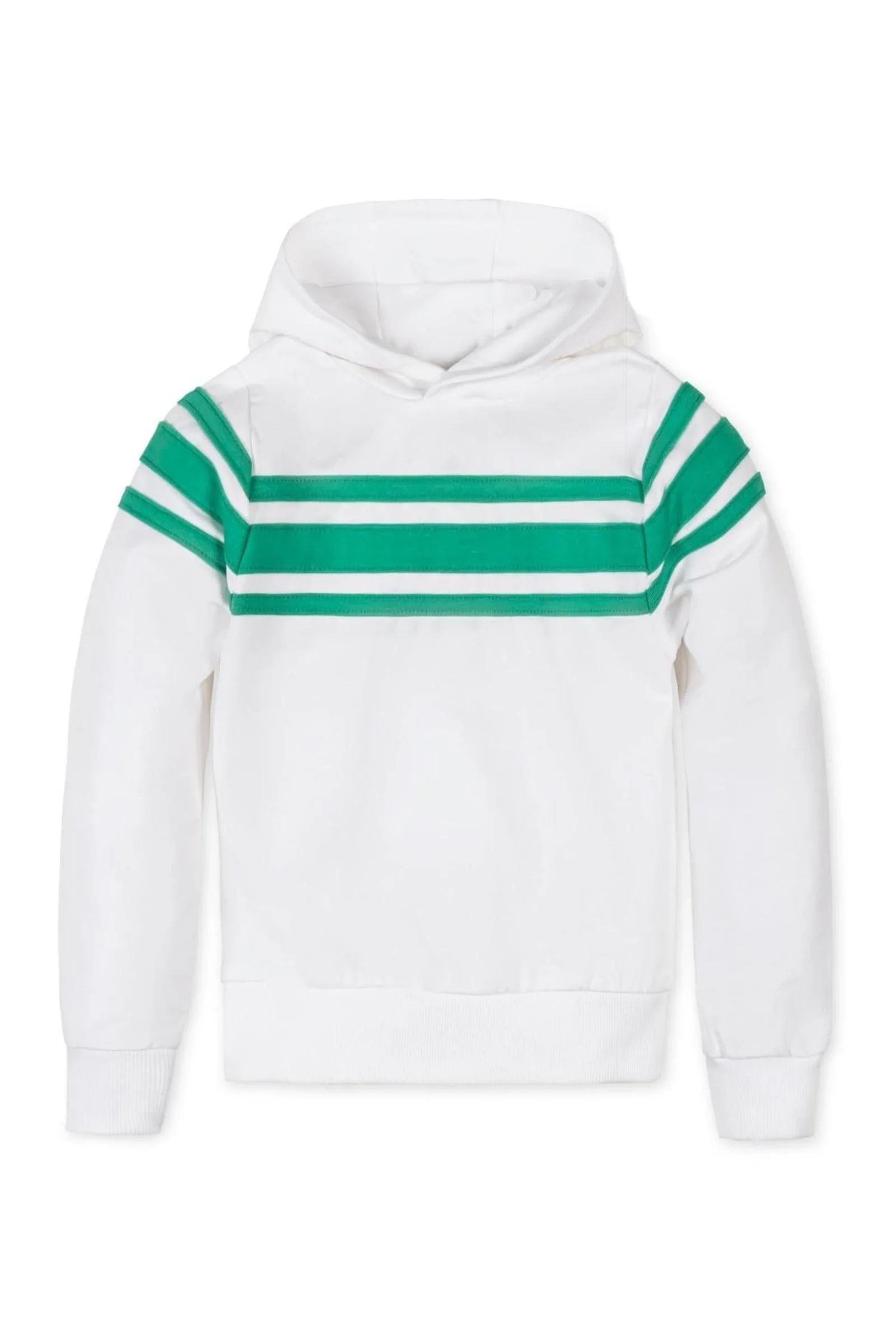 Hope & Henry Organic Cotton French Terry Hoodie for Girls, White & Green, Toddler & Kids - Image 2