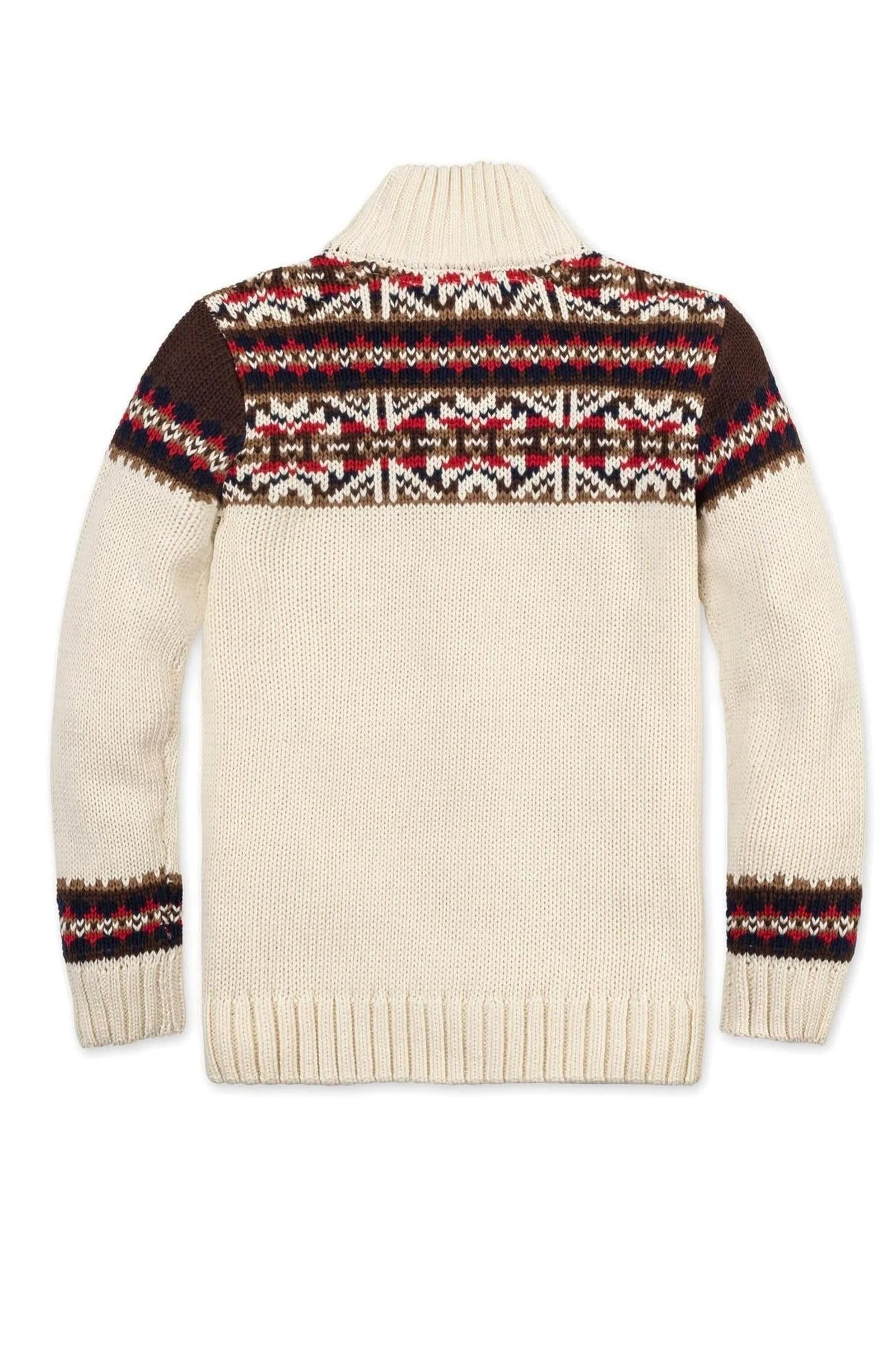 Hope & Henry Organic Cotton Full Zip Mock Neck Sweater for Boys, Ivory, Sizes 2-20 - Image 4
