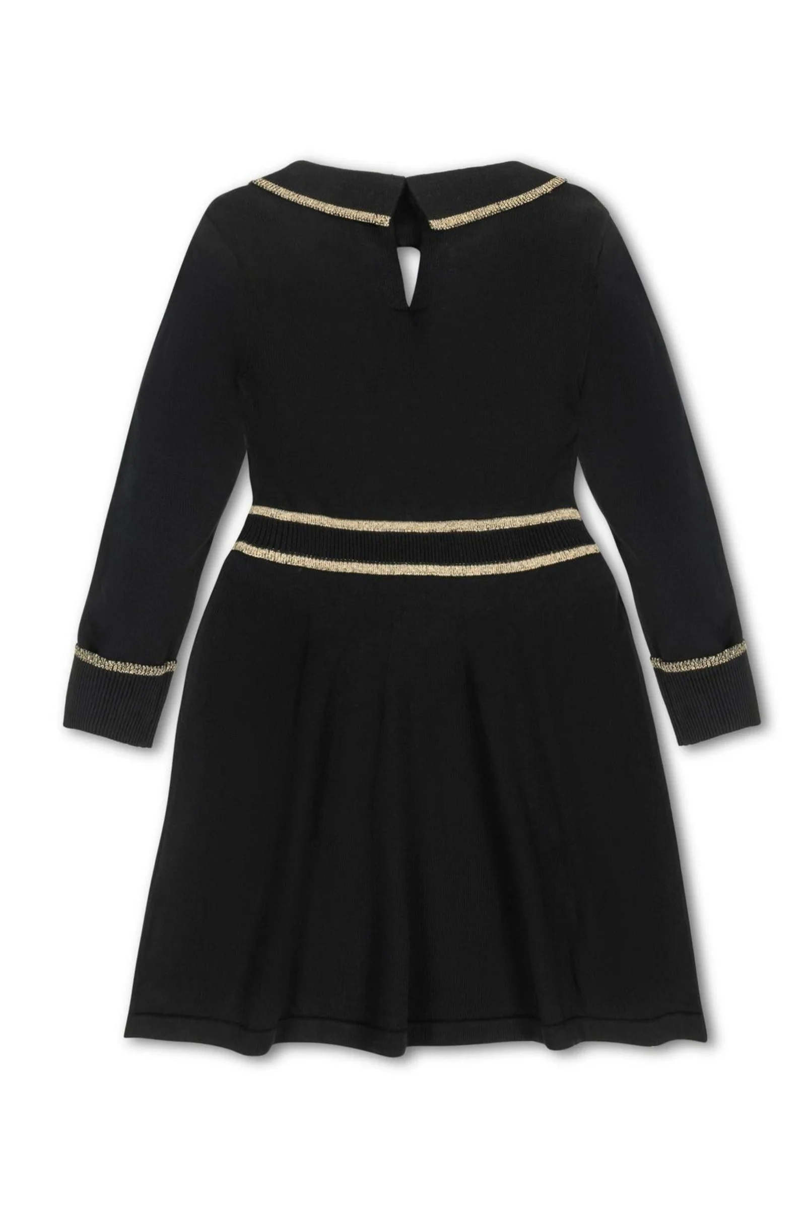 Hope & Henry Organic Cotton Gold Tipped Sweater Dress for Girls, Black, Toddler & Kids - Image 7