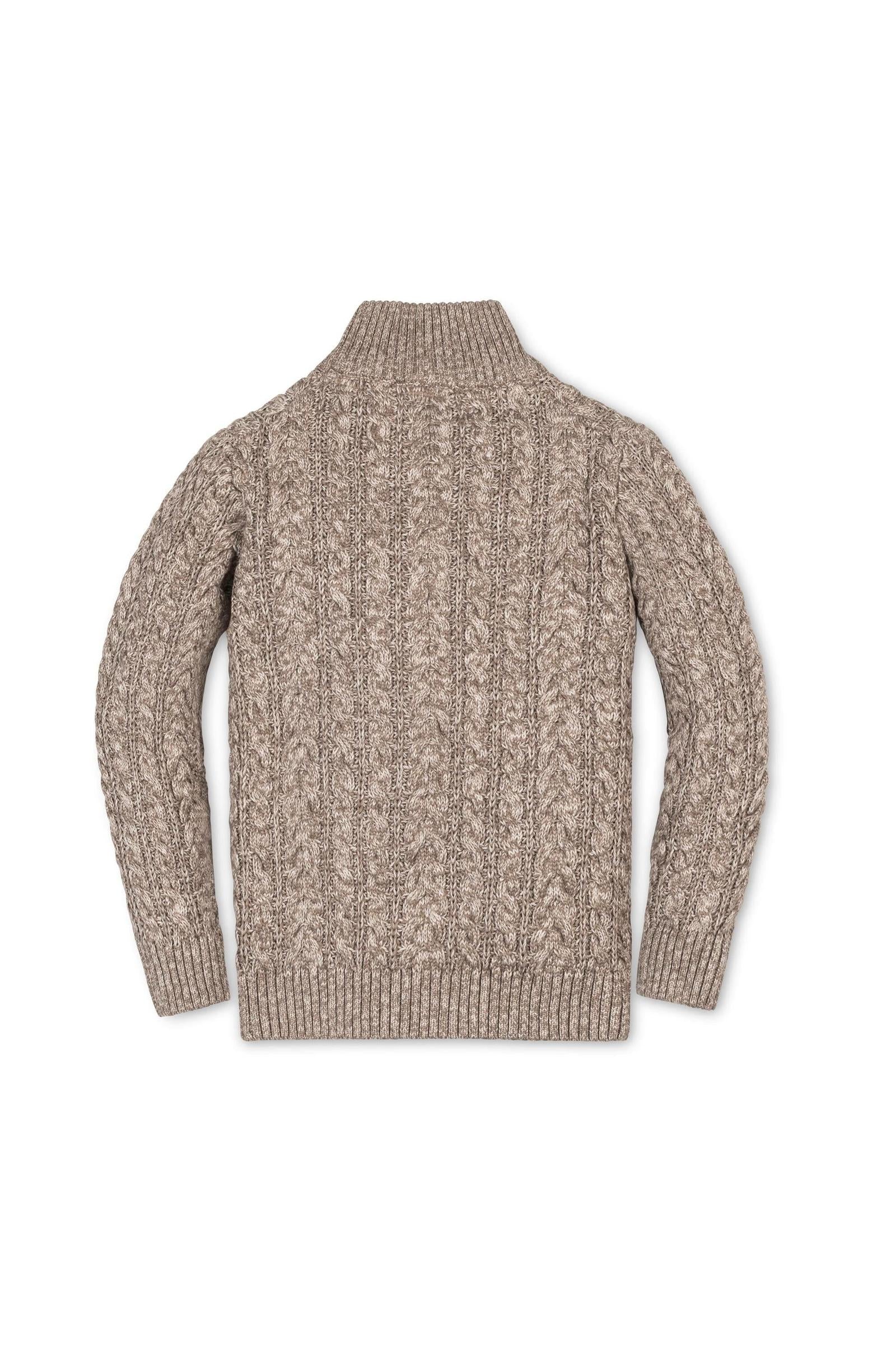 Hope & Henry Organic Cotton Half Zip Cable Knit Sweater for Boys, Taupe Marl, Sizes 2–16 - Image 4