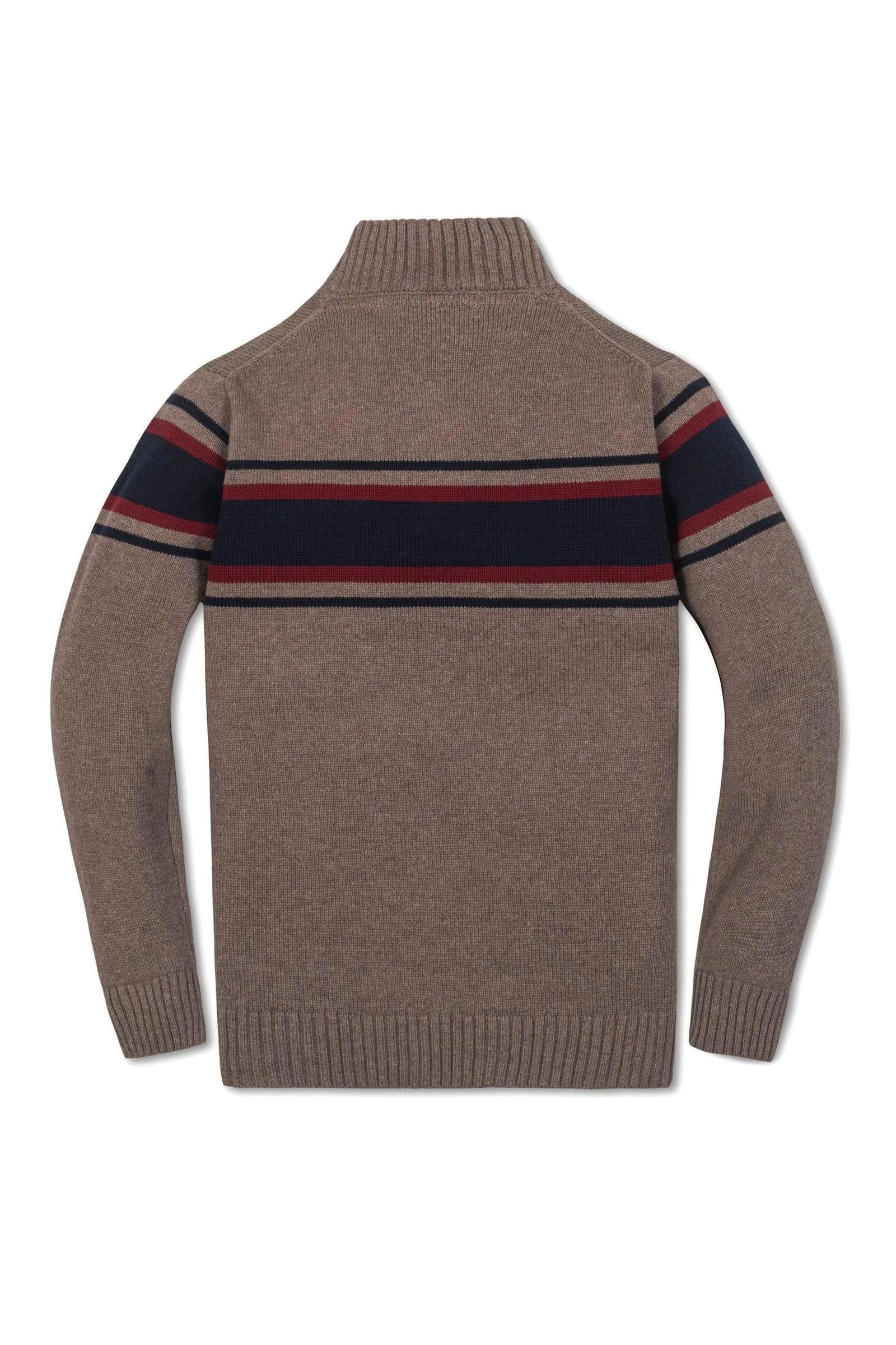 Hope & Henry Organic Cotton Half Zip Sweater For Boys, Taupe Heather Chest Stripe, Kids (5-20) - Image 4