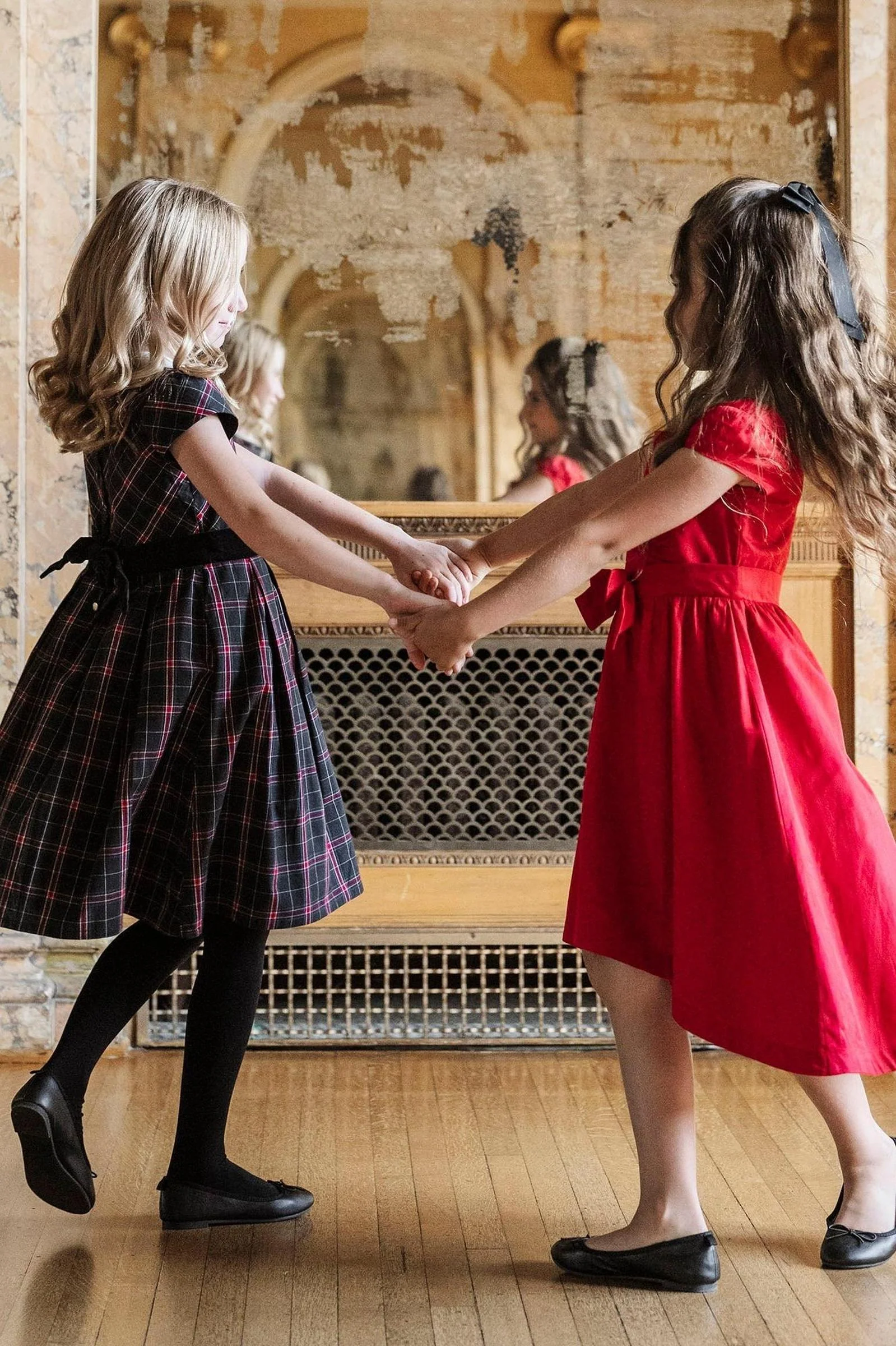 Hope & Henry Organic Cotton High Low Sateen Dress for Girls, Red, Sizes 2T-12 - Image 3
