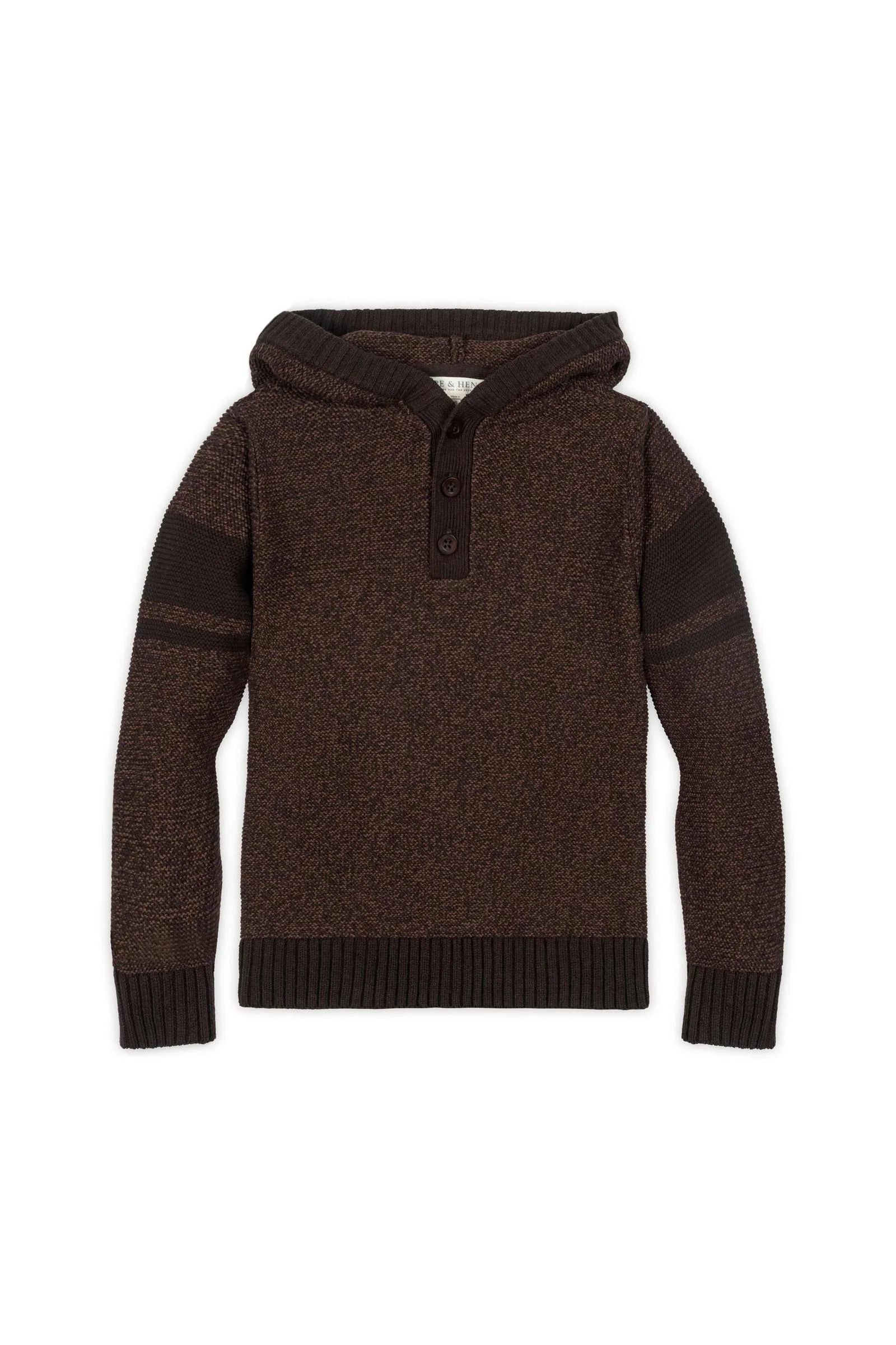 Hope & Henry Organic Cotton Chocolate Hooded Henley Sweater for Boys, Sizes 2-16 - Image 2